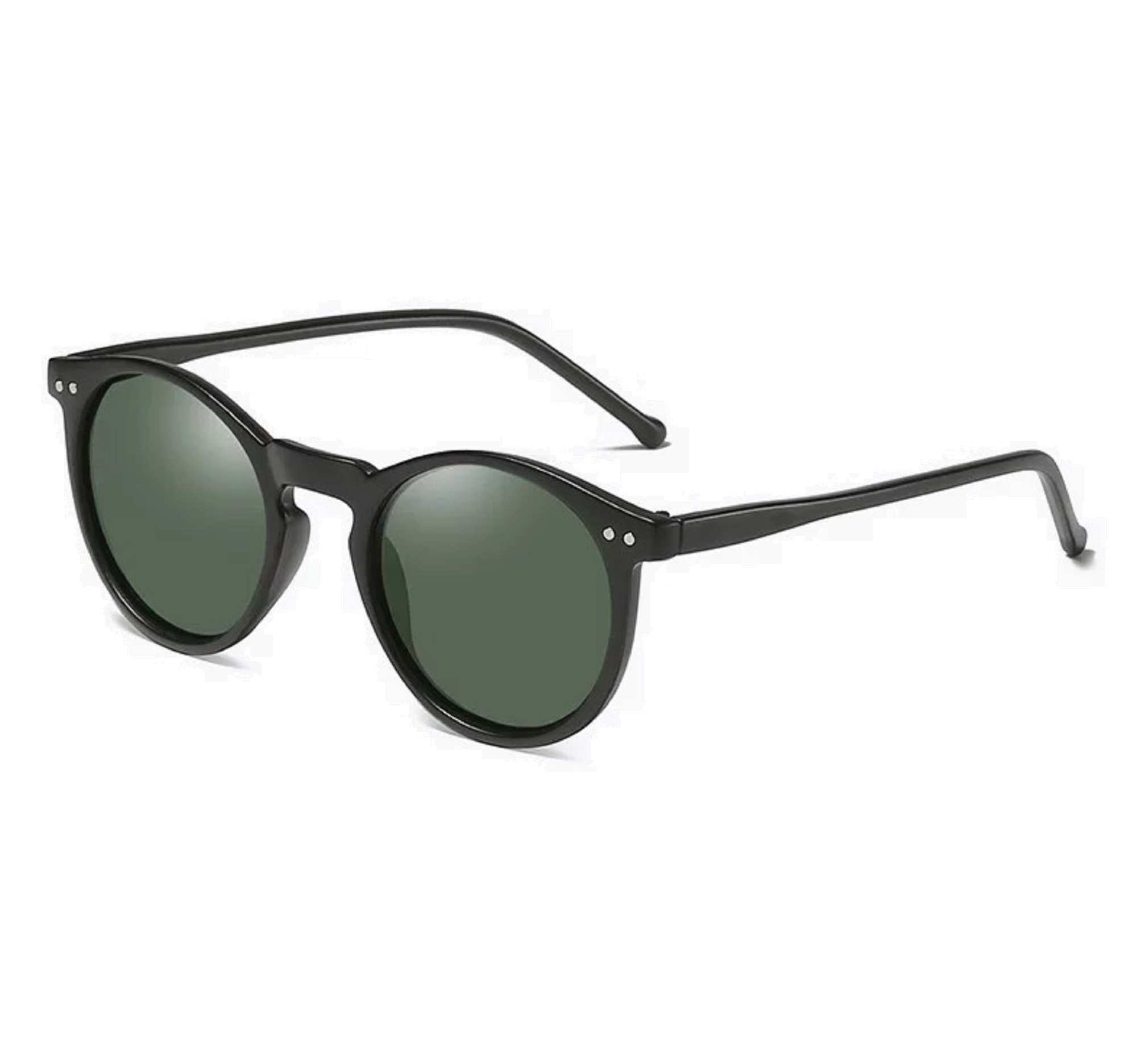 AUGEN By Visions India Retro Vintage Round Polarized Unisex Sunglasses UV400 Protected Medium Size (MatteBlack, 106)