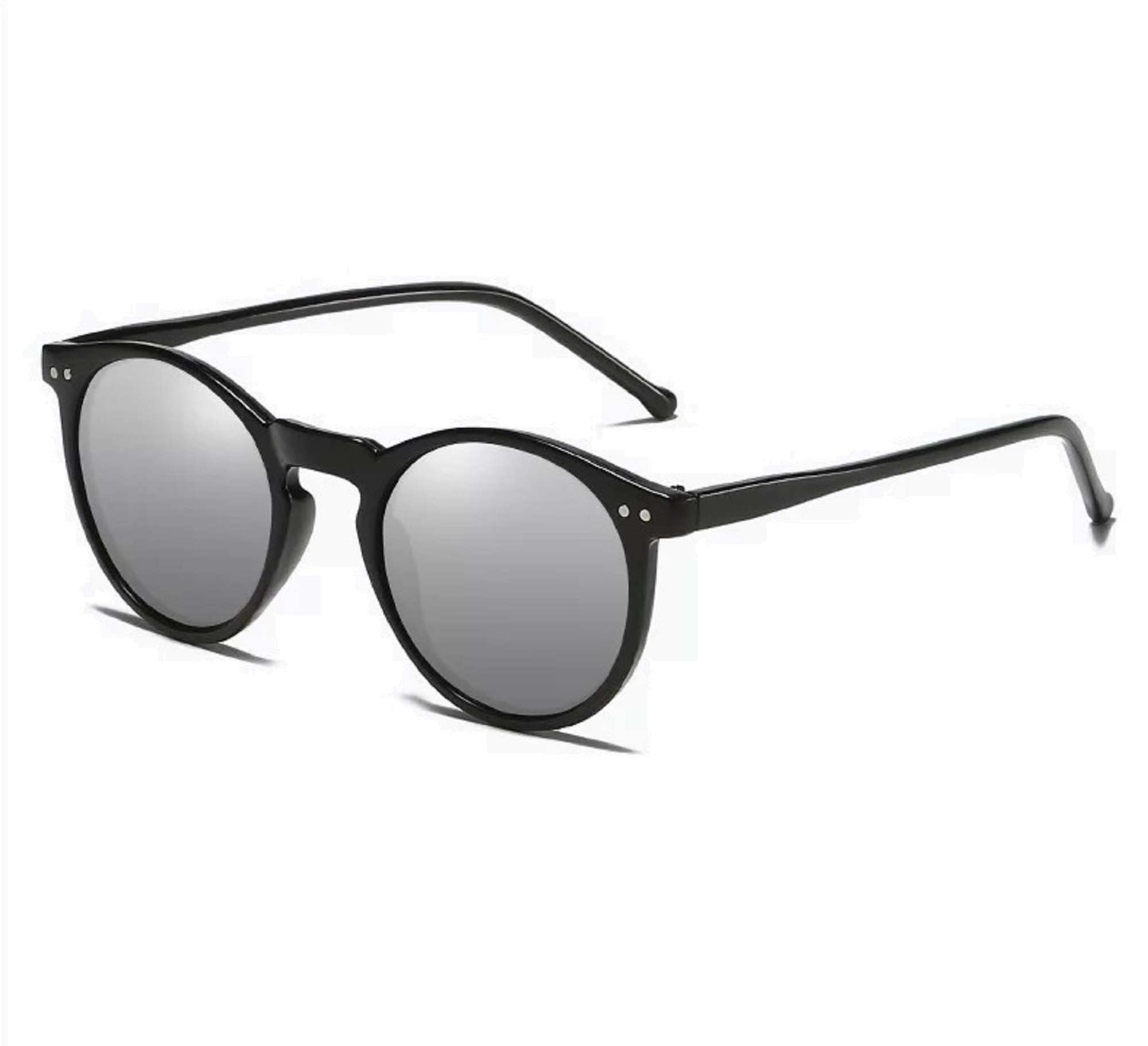AUGEN By Visions India Retro Vintage Round Polarized Unisex Sunglasses UV400 Protected Medium Size (Silver, 106)