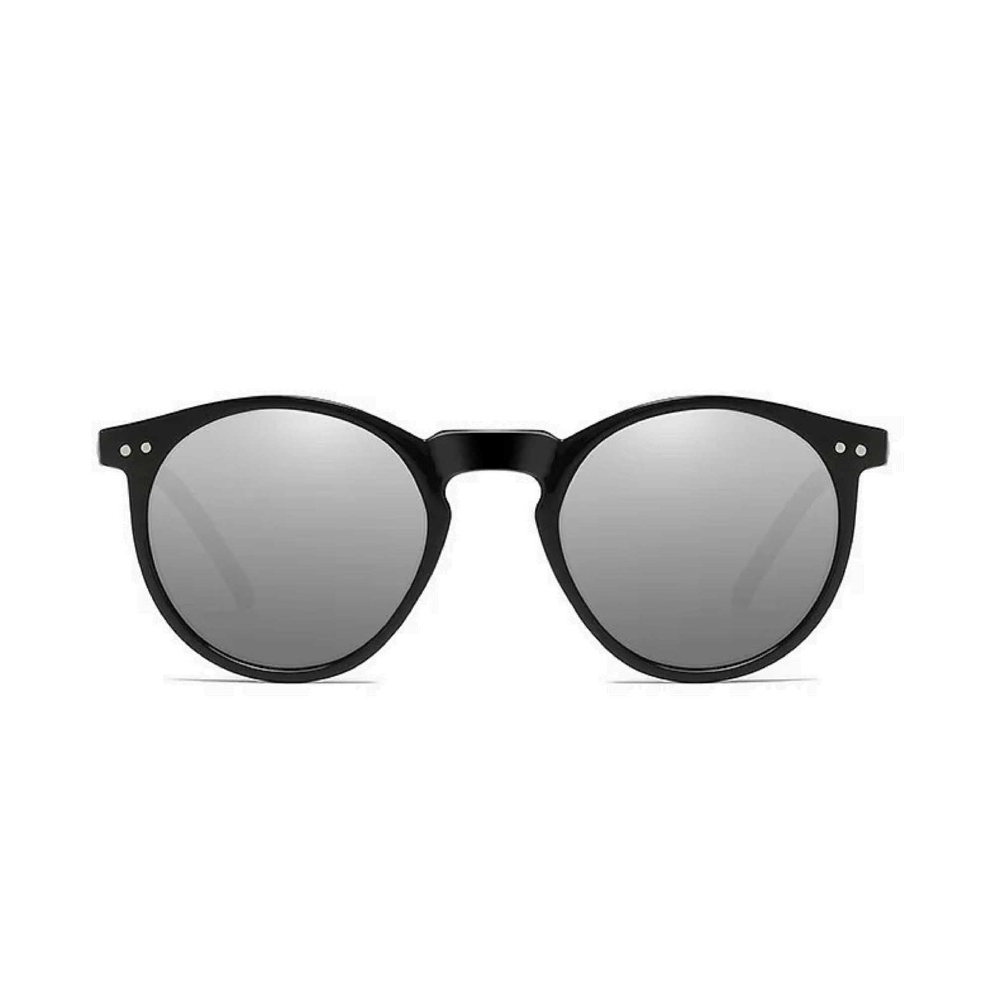 AUGEN By Visions India Retro Vintage Round Polarized Unisex Sunglasses UV400 Protected Medium Size (Silver, 106)