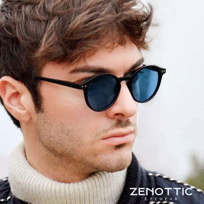 AUGEN By Visions India Retro Vintage Round Polarized Unisex Sunglasses UV400 Protected Medium Size (Silver, 106)