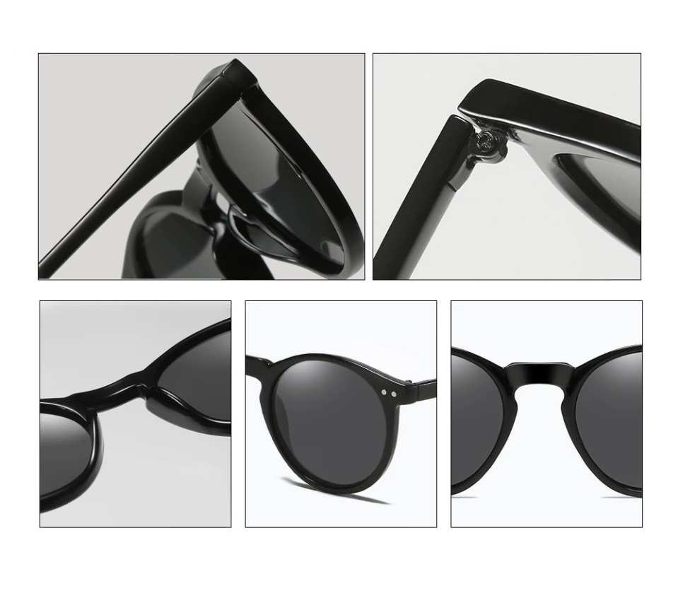 AUGEN By Visions India Retro Vintage Round Polarized Unisex Sunglasses UV400 Protected Medium Size (Silver, 106)
