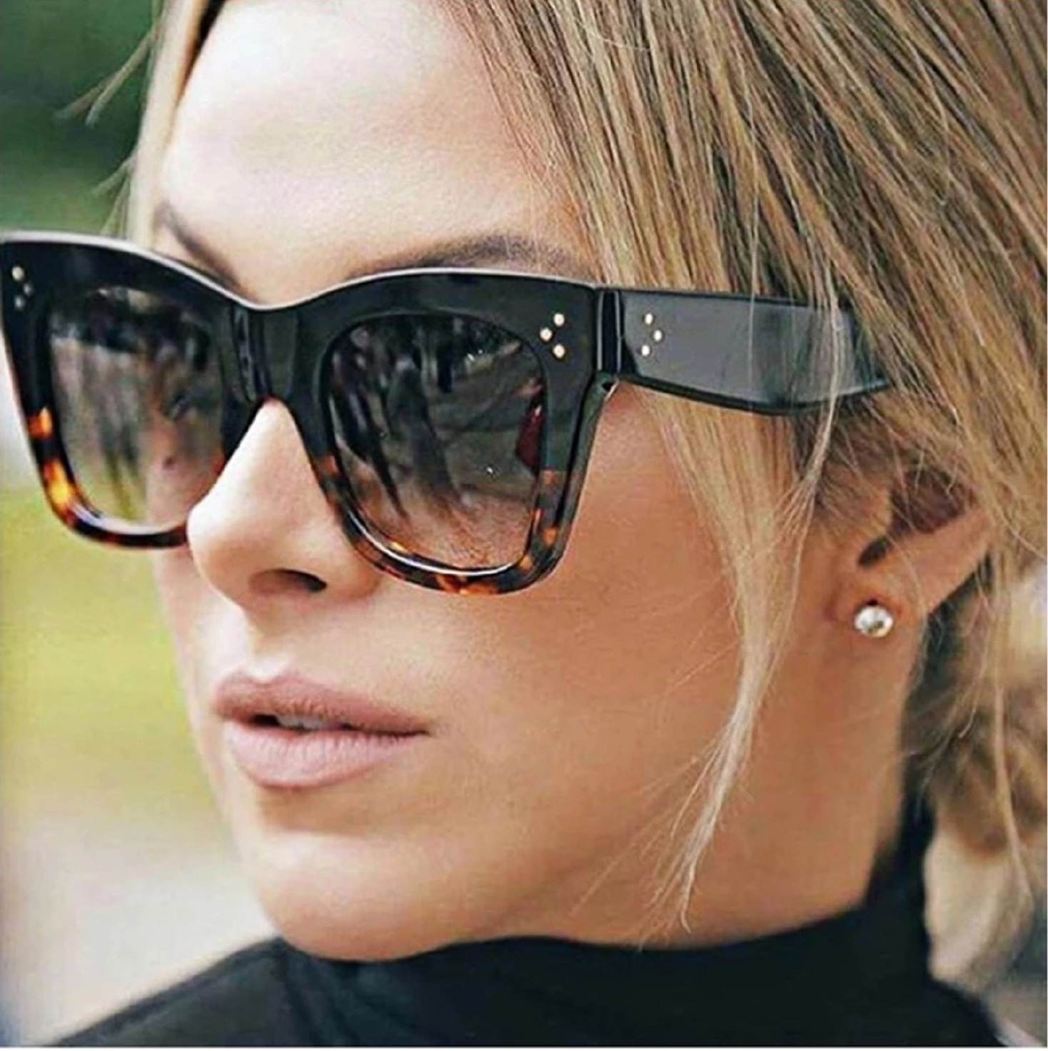 AUGEN By Visions India Retro Vintage Oversized Abstract Unisex Sunglasses UV400 Protected Large Size (C4, 111)
