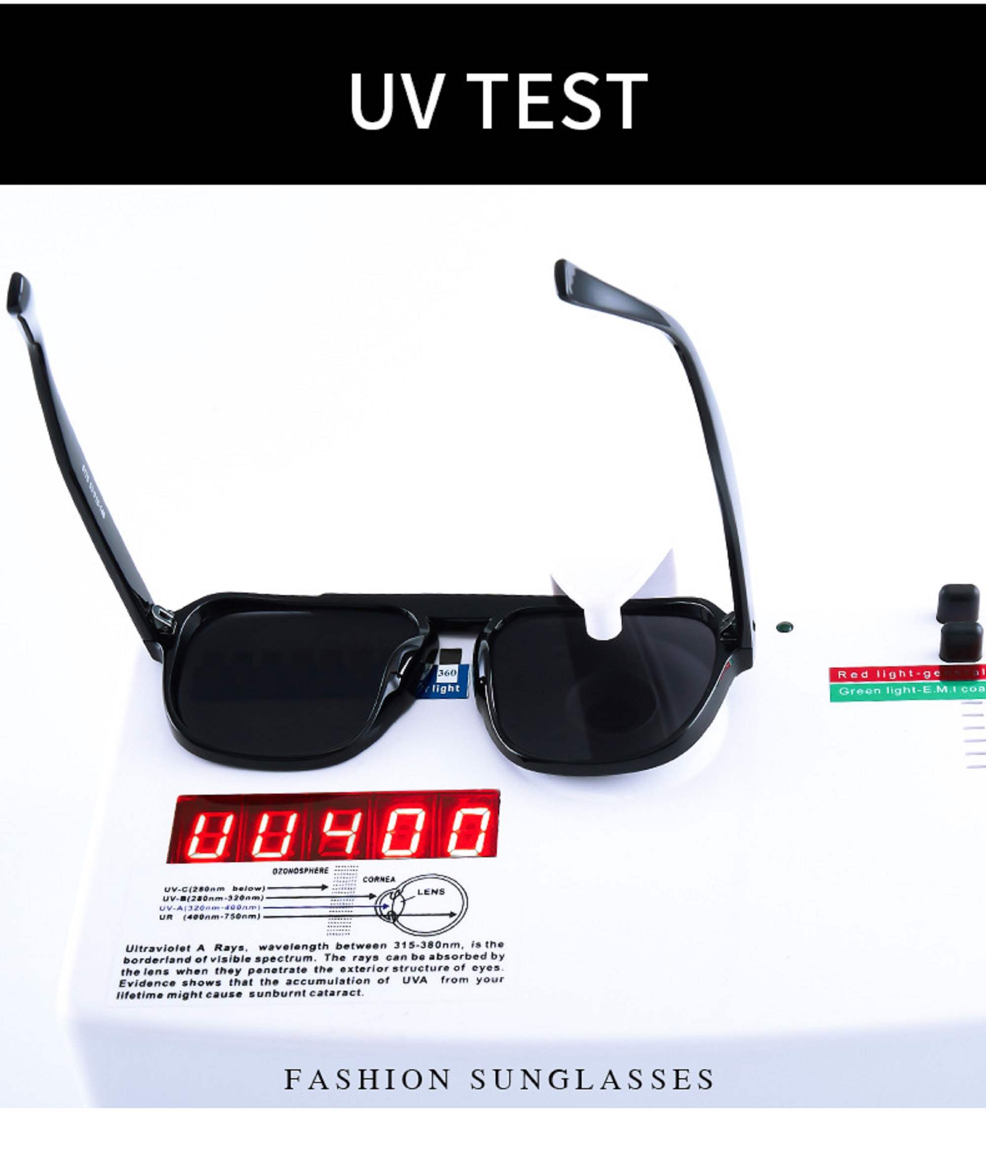 AUGEN By Visions India Retro Vintage Square Abstract Unisex Sunglasses UV400 Protected Large Size (Red, 114) - Pack of 1