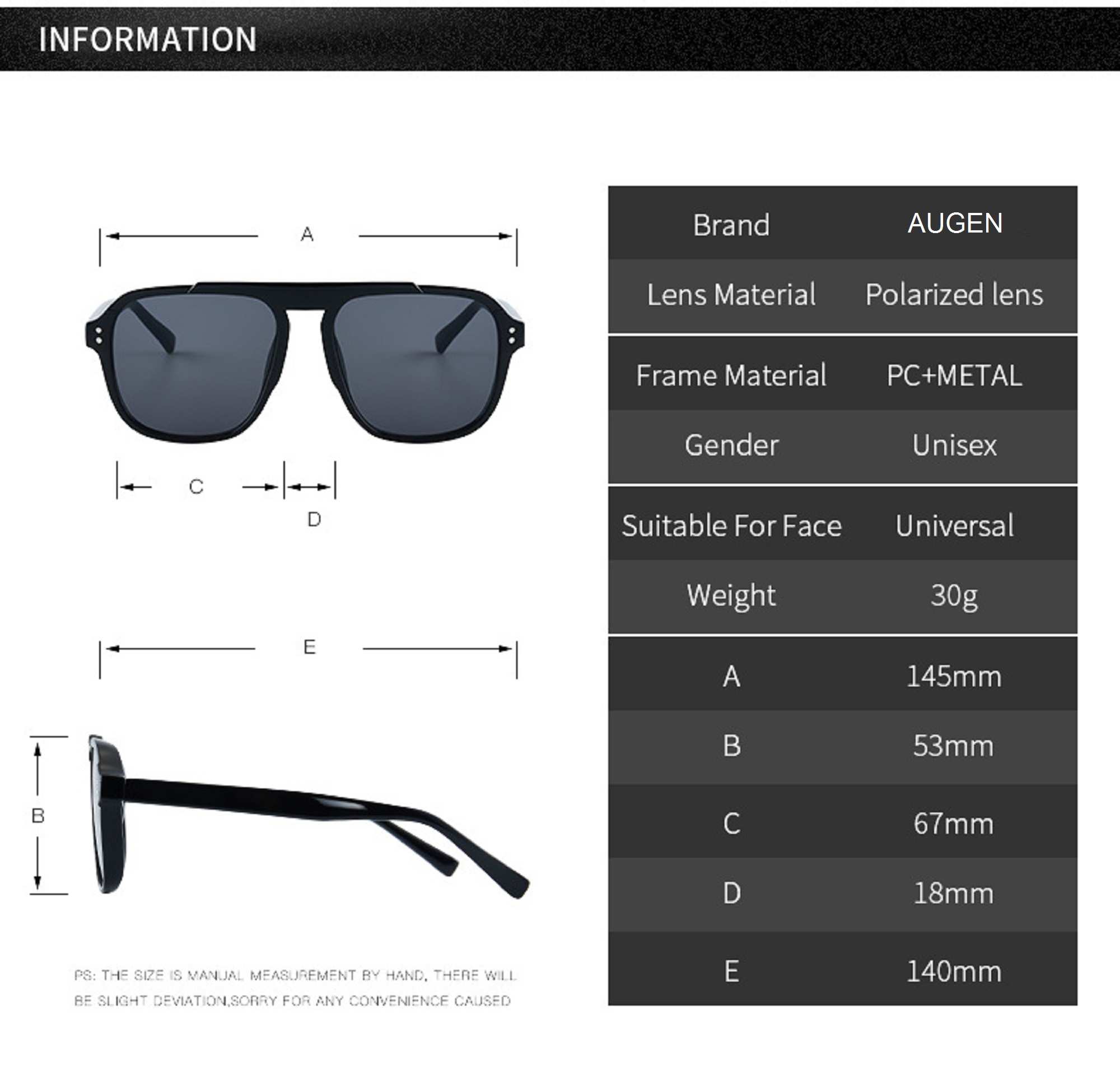 AUGEN By Visions India Retro Vintage Square Abstract Unisex Sunglasses UV400 Protected Large Size (Red, 114) - Pack of 1