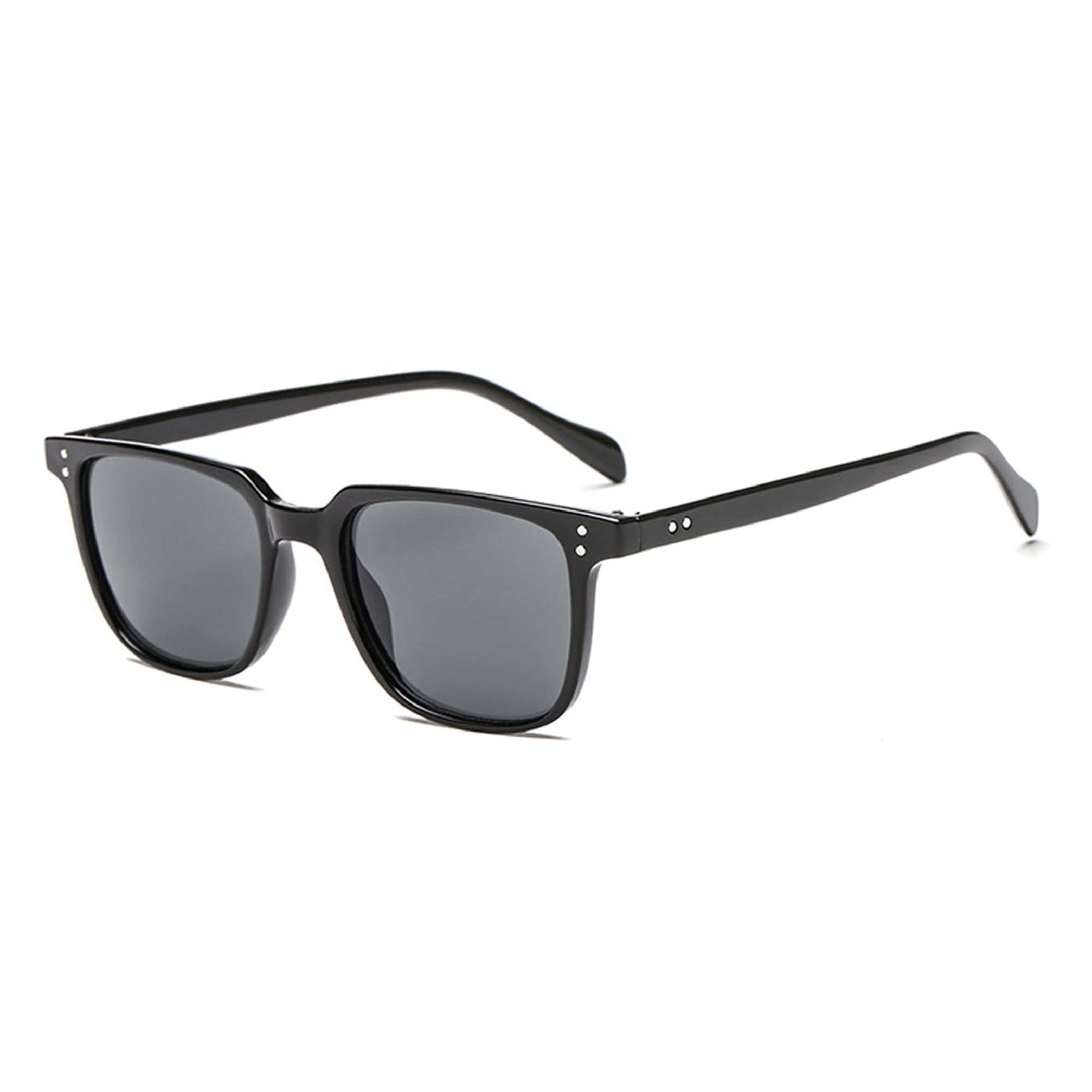 AUGEN By Visions India Retro Vintage Square Abstract Unisex Sunglasses UV Protected Medium Size (Black, 116) - Pack of 1