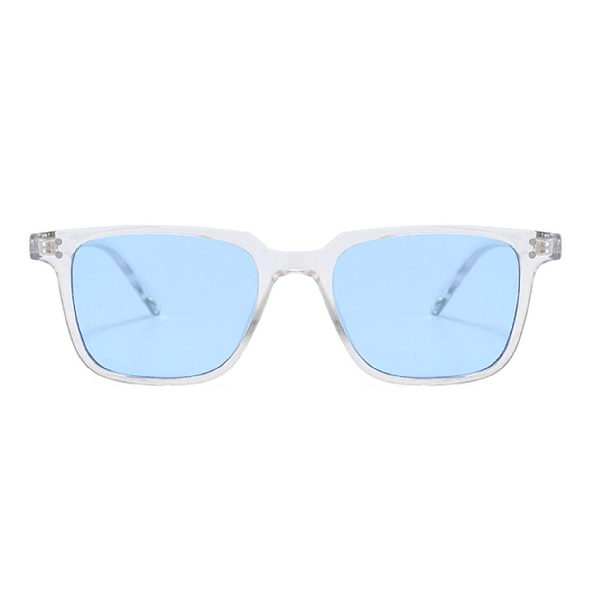 AUGEN By Visions India Retro Vintage Square Abstract Unisex Sunglasses UV400 Protected Medium Size (Blue3, 116)- Pack of 1