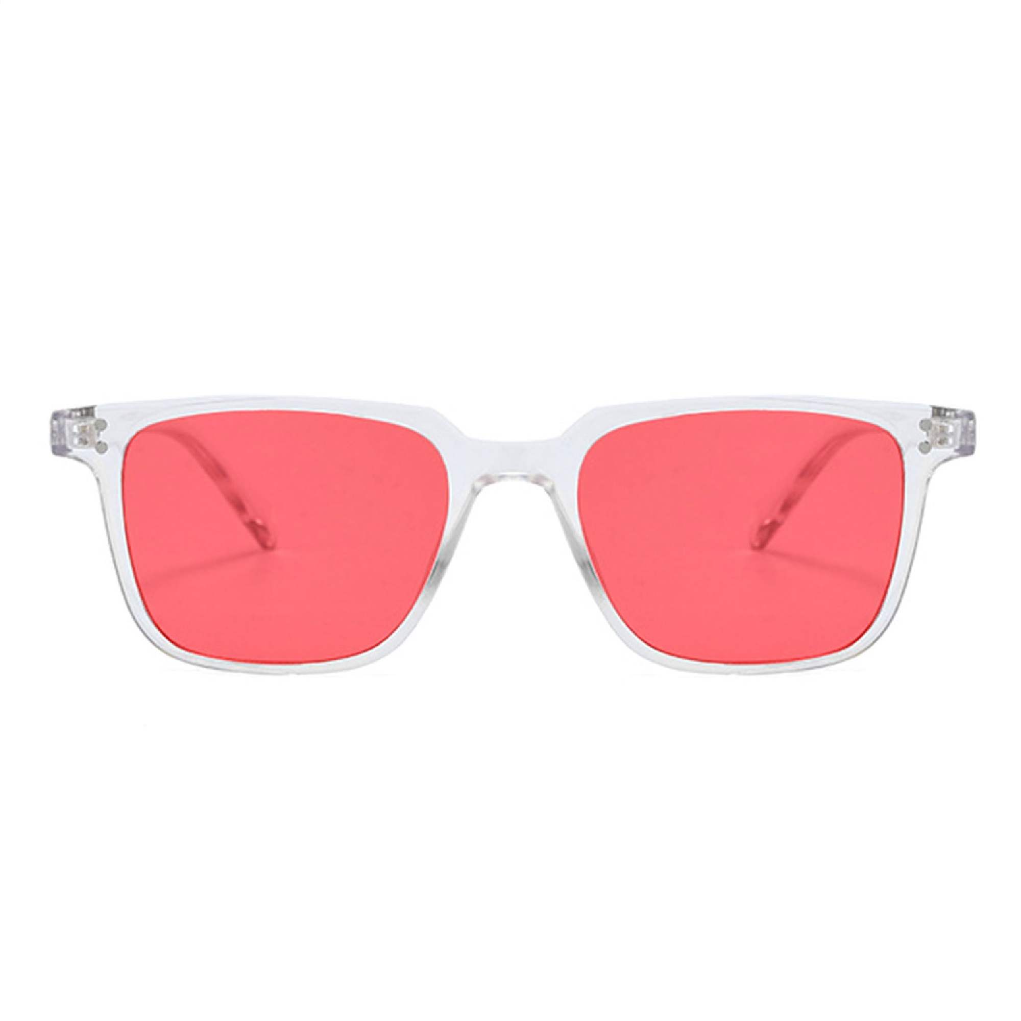 AUGEN By Visions India Retro Vintage Square Abstract Unisex Sunglasses UV400 Protected Medium Size (Red2, 116)- Pack of 1