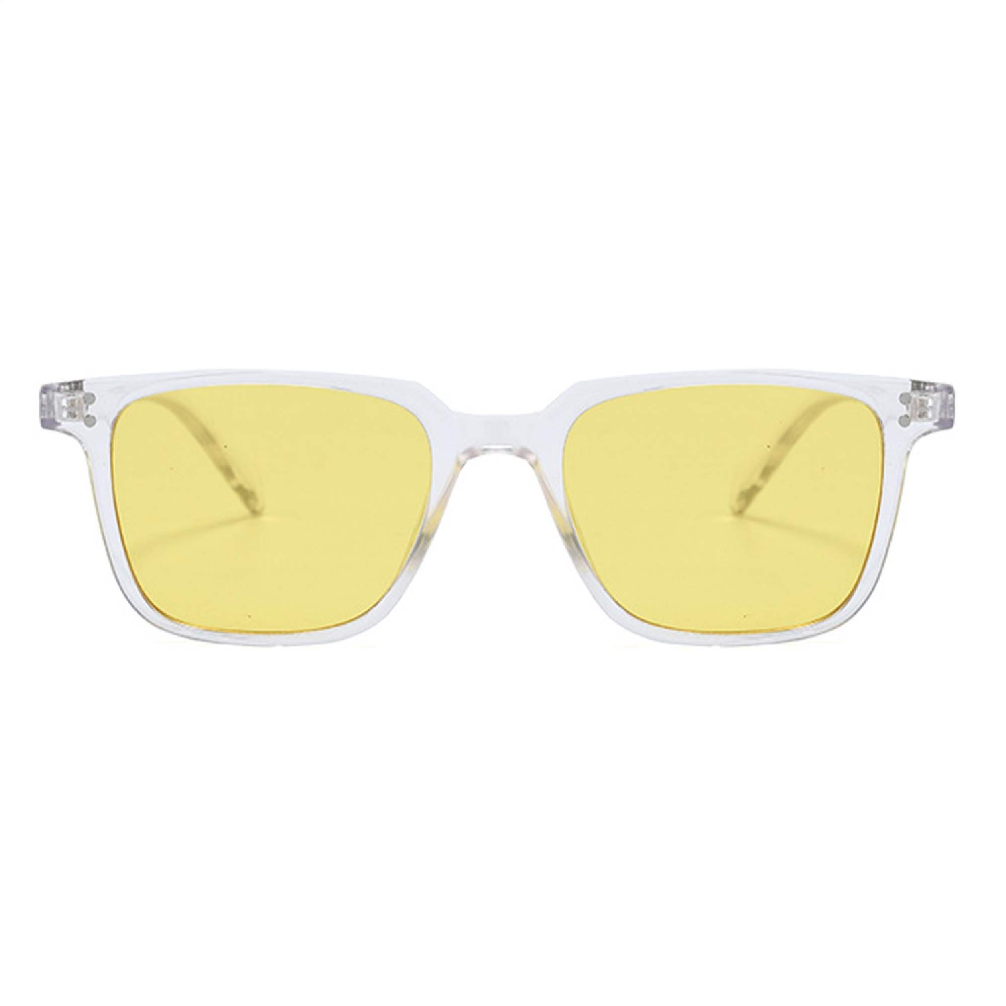 AUGEN By Visions India Retro Vintage Square Abstract Unisex Sunglasses UV400 Protected Medium Size (Yellow2, 116)- Pack of 1