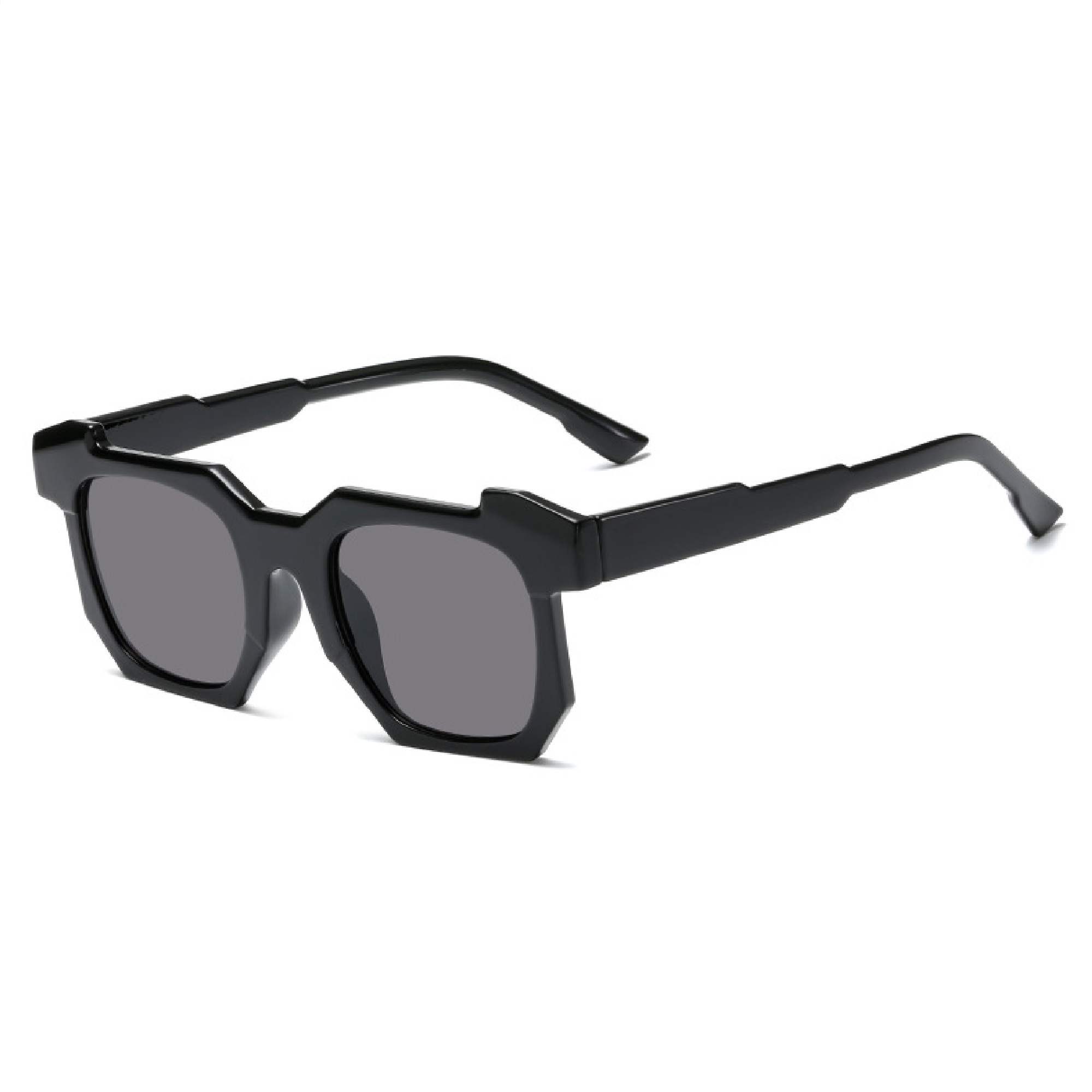 AUGEN By Visions India Retro Vintage Square Abstract Unisex Sunglasses UV400 Protected Medium Size (Black, 117) - Pack of 2