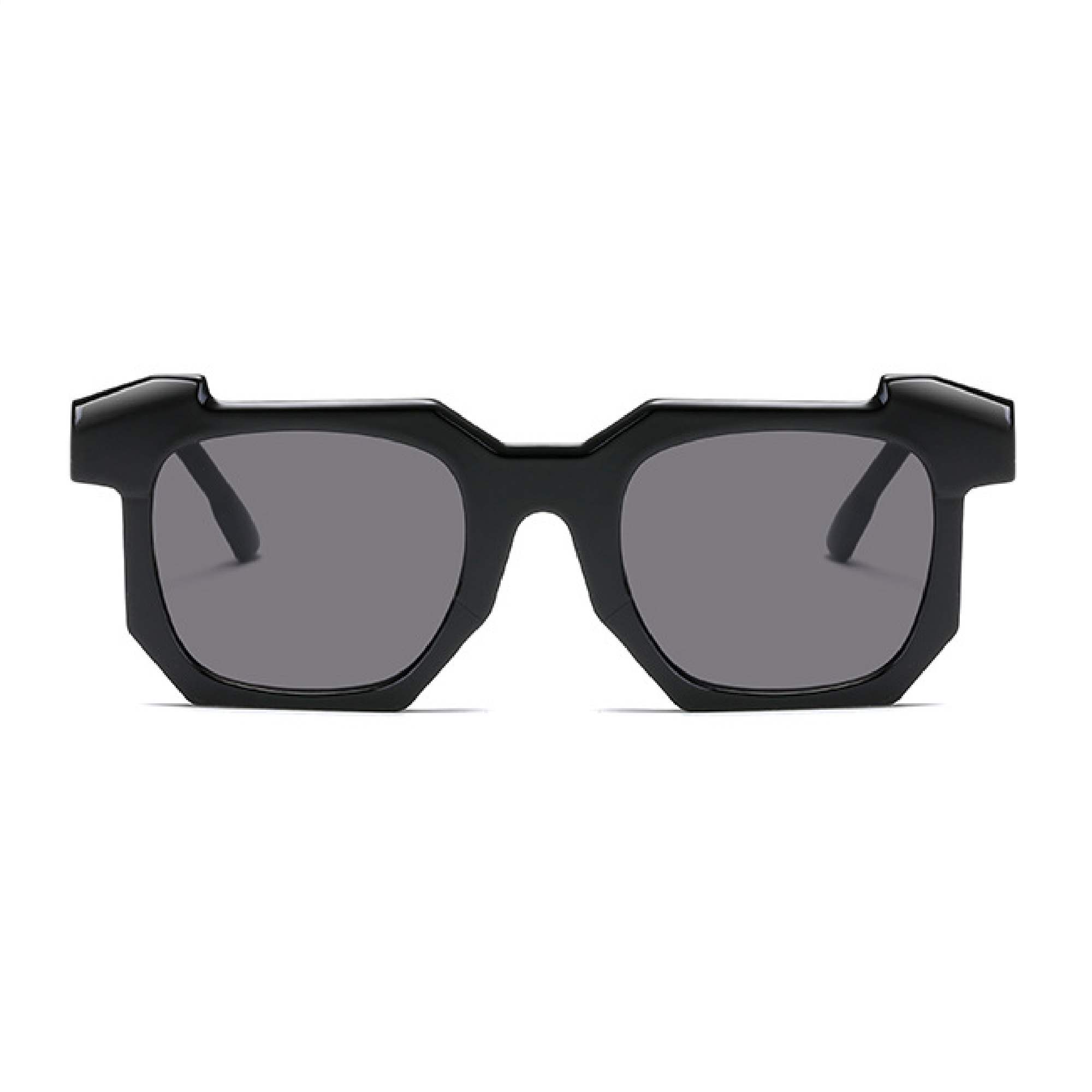 AUGEN By Visions India Retro Vintage Square Abstract Unisex Sunglasses UV400 Protected Medium Size (Black, 117) - Pack of 2