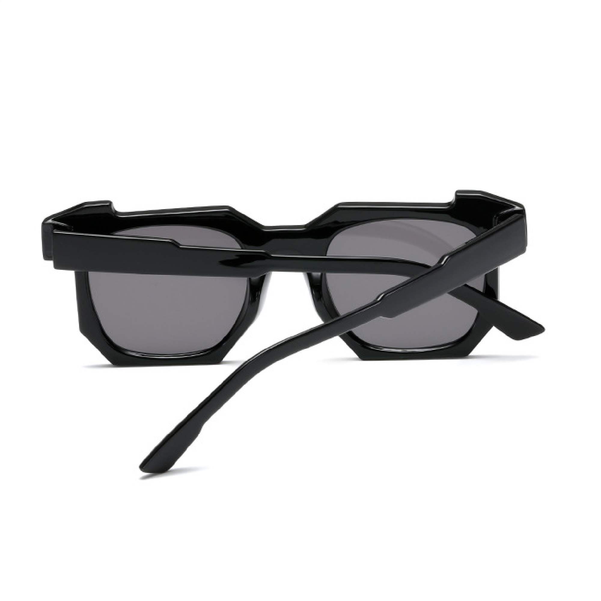 AUGEN By Visions India Retro Vintage Square Abstract Unisex Sunglasses UV400 Protected Medium Size (Black, 117) - Pack of 2