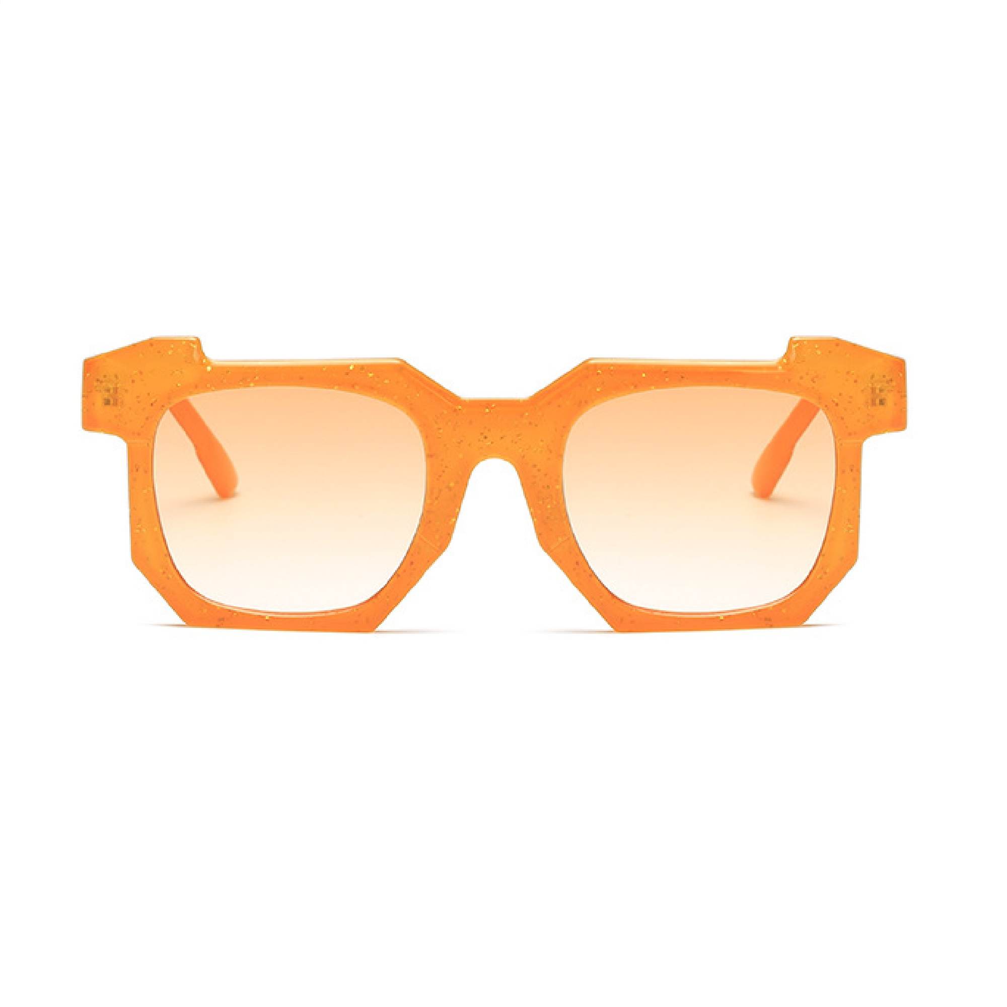 AUGEN By Visions India Retro Vintage Square Abstract Unisex Sunglasses UV400 Protected Medium Size (Orange, 117) - Pack of 1