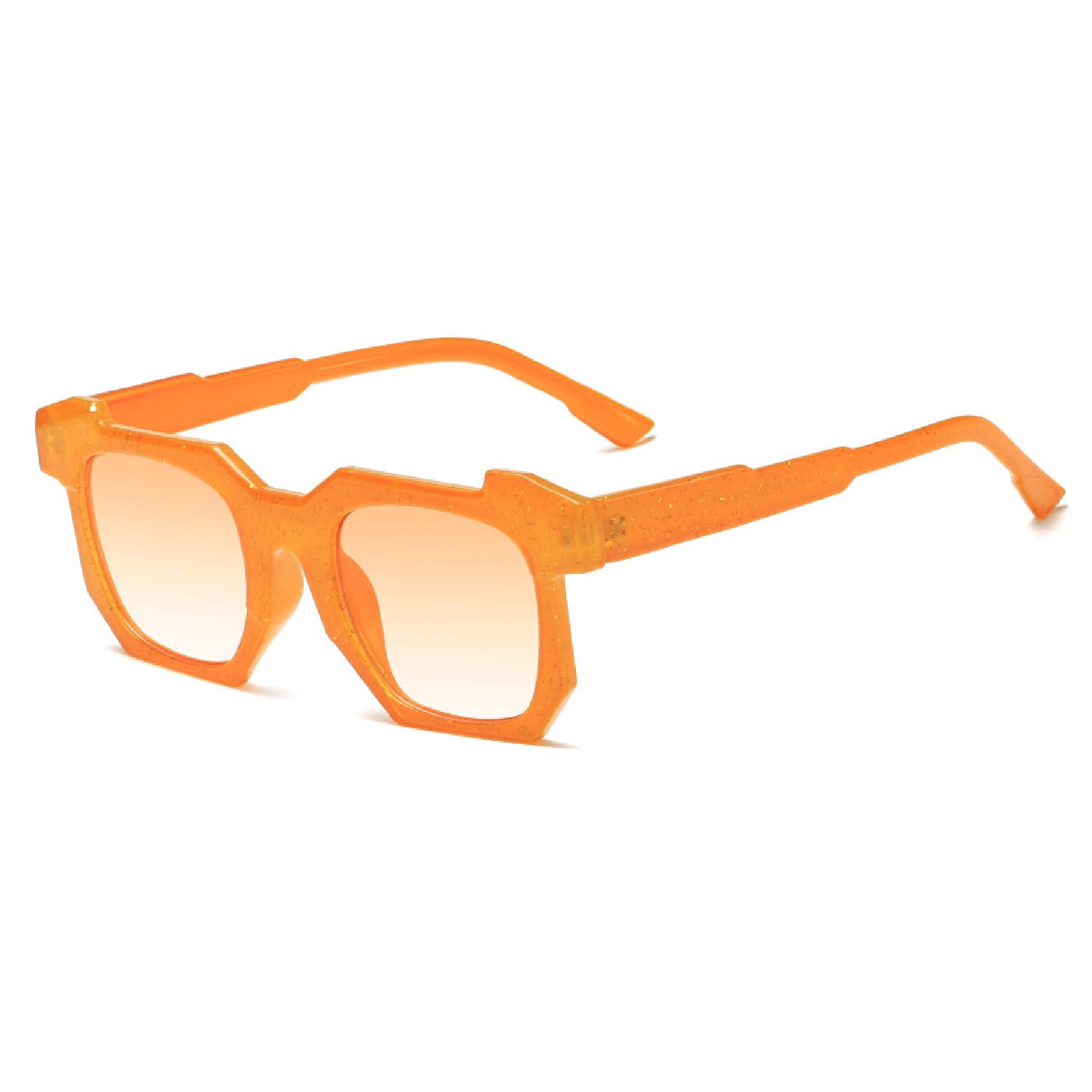 AUGEN By Visions India Retro Vintage Square Abstract Unisex Sunglasses UV400 Protected Medium Size (Orange, 117) - Pack of 1
