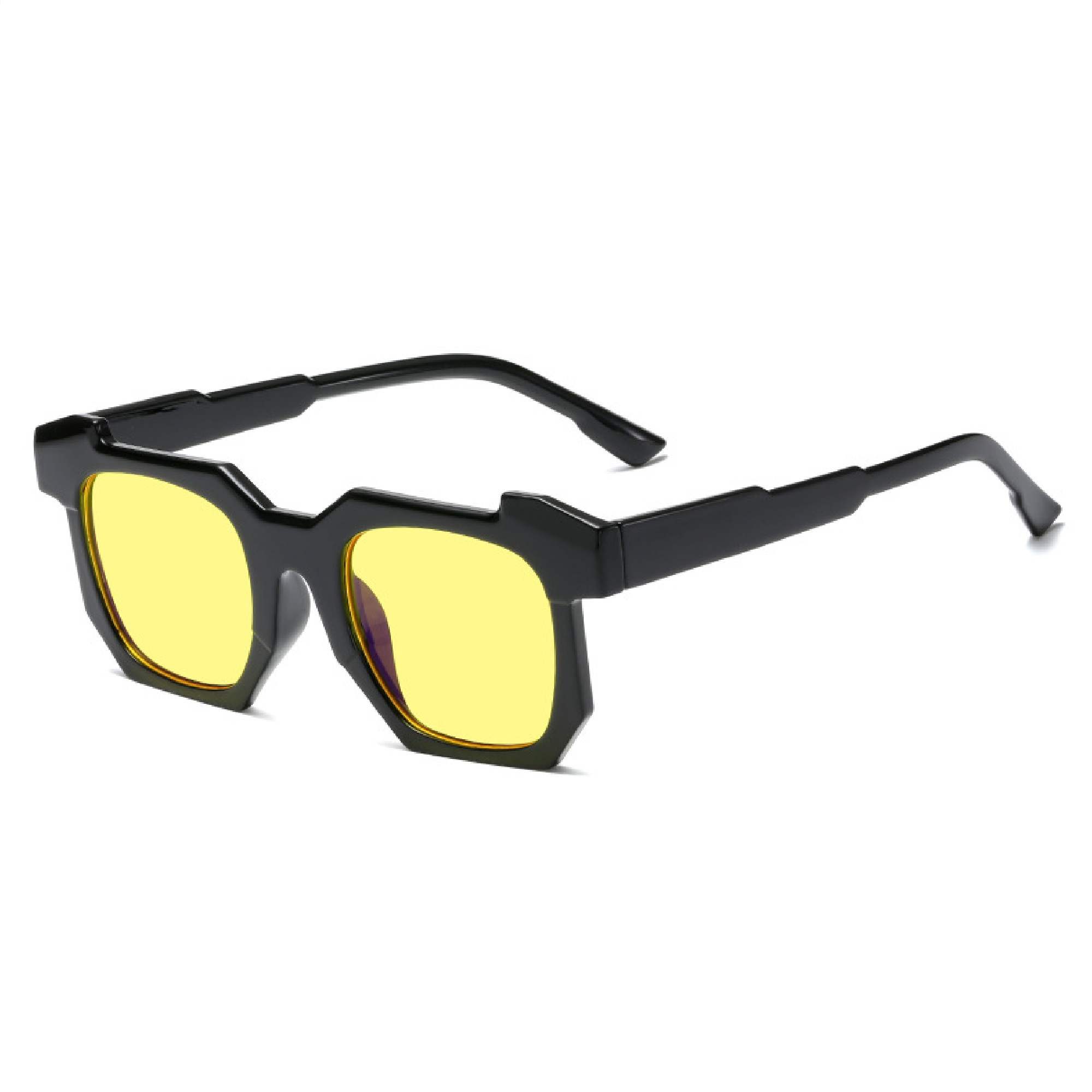 AUGEN By Visions India Retro Vintage Square Abstract Unisex Sunglasses UV400 Protected Medium Size (Yellow, 117) - Pack of 1