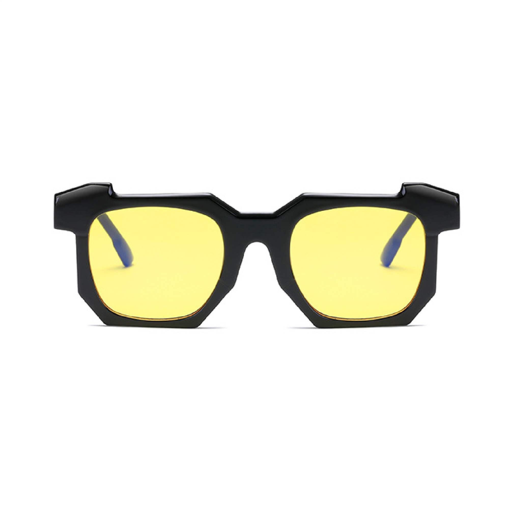 AUGEN By Visions India Retro Vintage Square Abstract Unisex Sunglasses UV400 Protected Medium Size (Yellow, 117) - Pack of 1