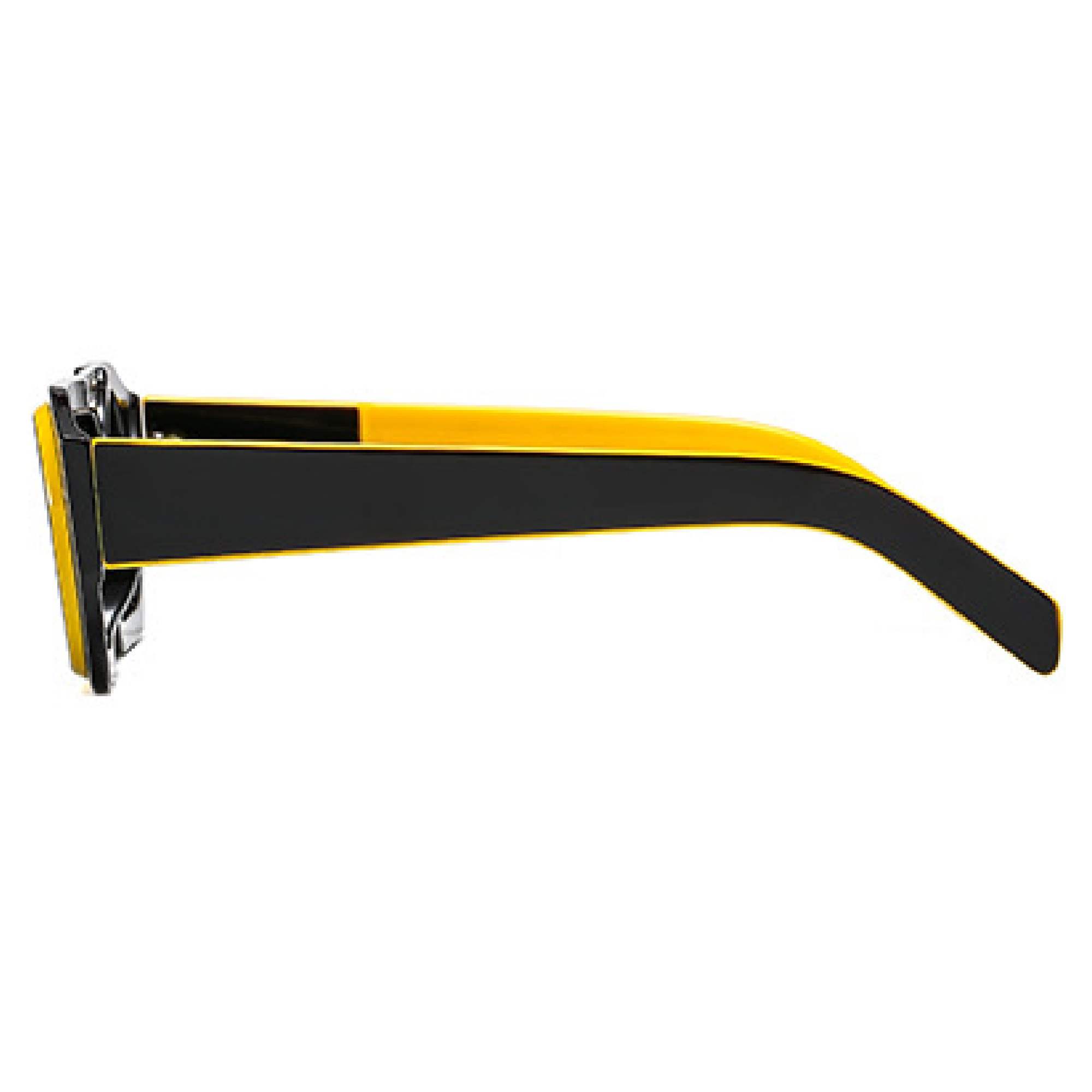 AUGEN By Visions India Retro Vintage Square Abstract Unisex Yellow Sunglasses UV400 Protected Medium Size (C1, 118)- Pack of 1