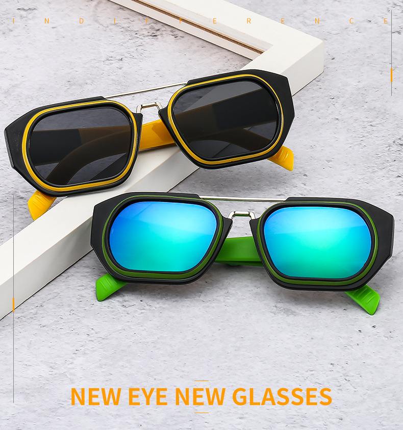 AUGEN By Visions India Retro Vintage Square Abstract Unisex Yellow Sunglasses UV400 Protected Medium Size (C1, 118)- Pack of 1