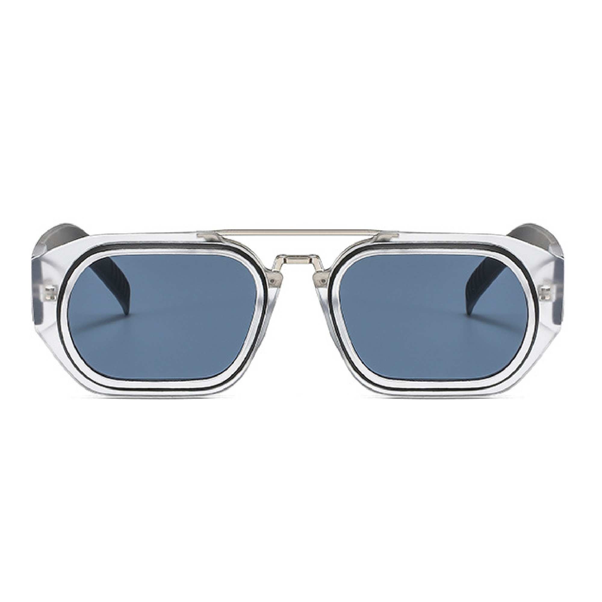 AUGEN By Visions India Retro Vintage Square Abstract Unisex Sunglasses UV400 Protected Medium Size (C2, 118) Grey - Pack of 1