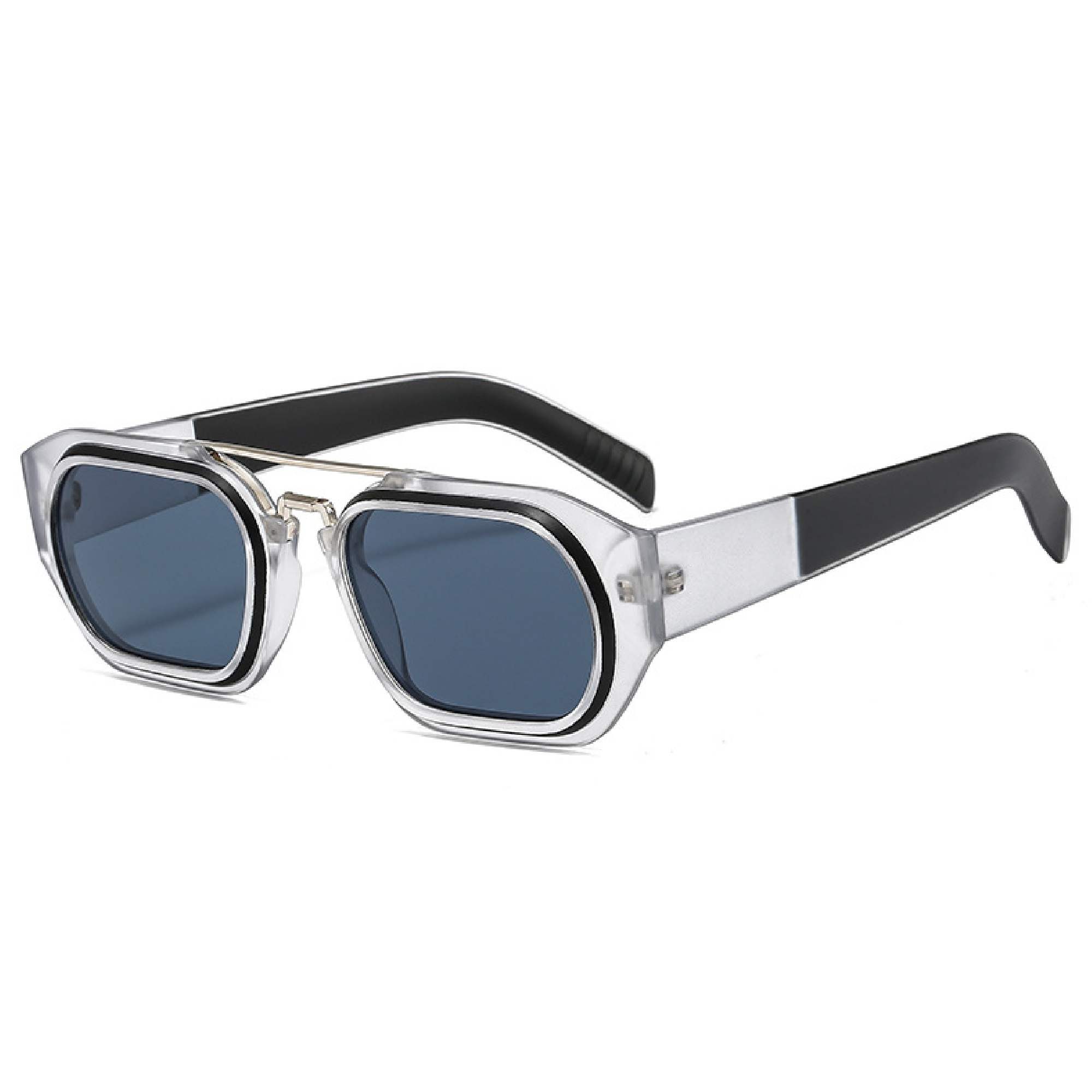 AUGEN By Visions India Retro Vintage Square Abstract Unisex Sunglasses UV400 Protected Medium Size (C2, 118) Grey - Pack of 1
