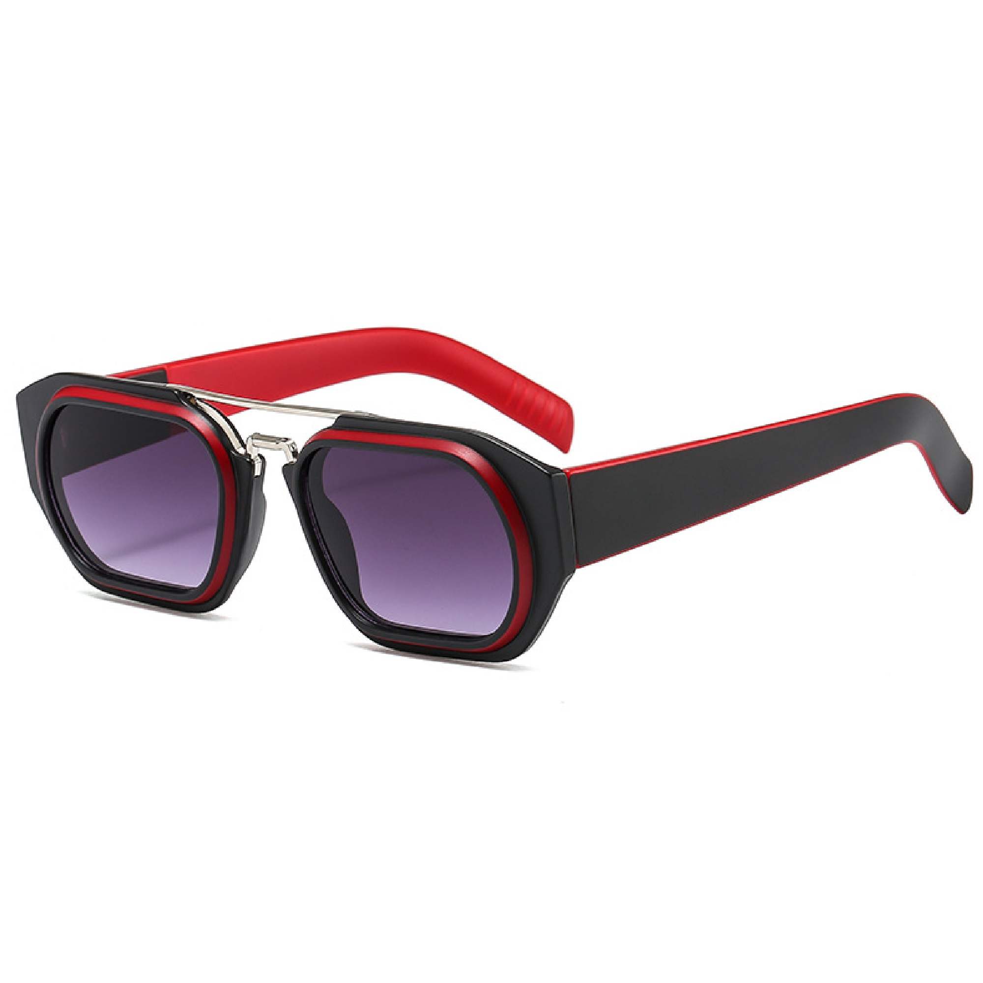 AUGEN By Visions India Retro Vintage Square Abstract Unisex Sunglasses UV400 Protected Medium Size (C3, 118) Red - Pack of 1