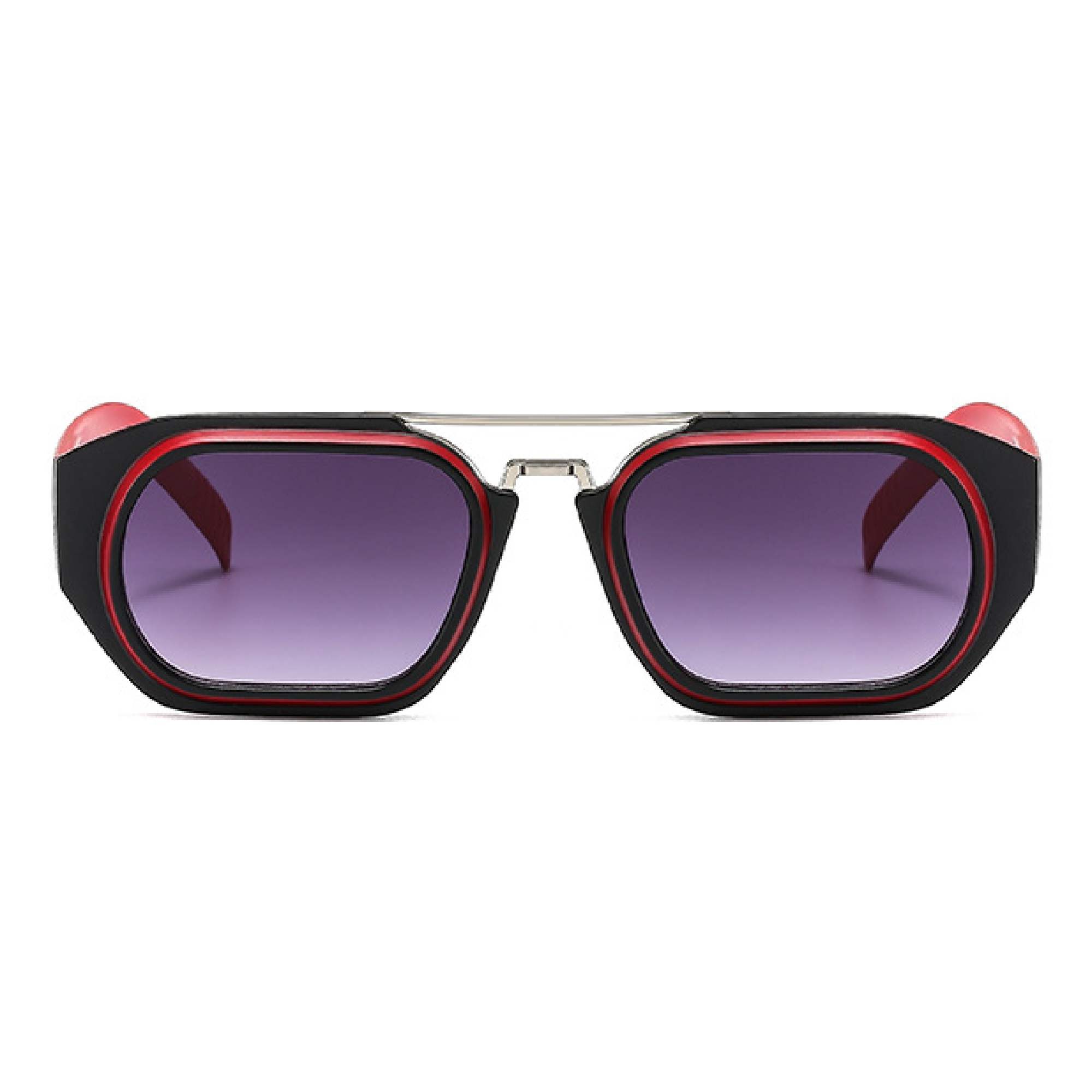AUGEN By Visions India Retro Vintage Square Abstract Unisex Sunglasses UV400 Protected Medium Size (C3, 118) Red - Pack of 1