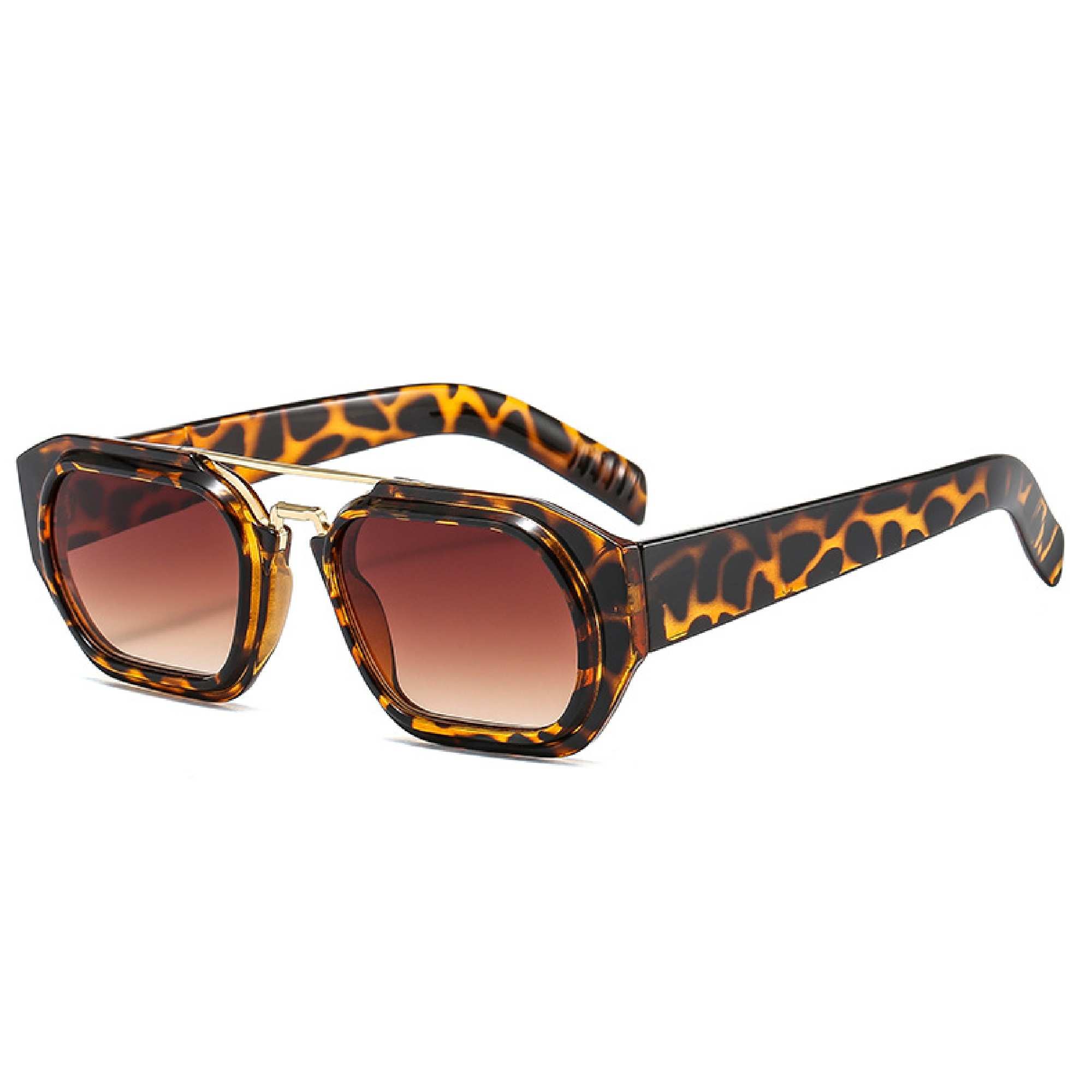 AUGEN By Visions India Retro Vintage Square Abstract Unisex Brown Sunglasses UV400 Protected Medium Size (C4, 118)- Pack of 1