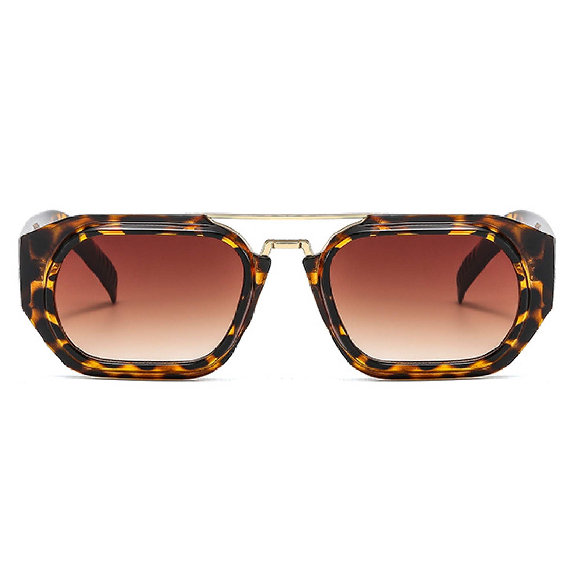 AUGEN By Visions India Retro Vintage Square Abstract Unisex Brown Sunglasses UV400 Protected Medium Size (C4, 118)- Pack of 1