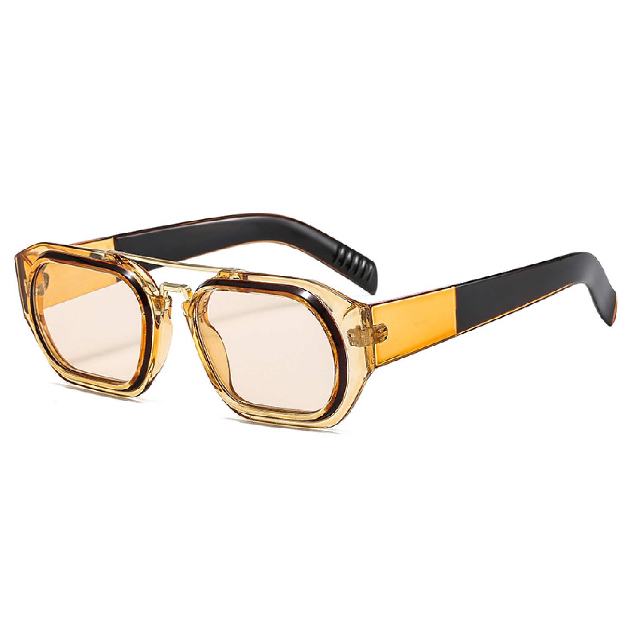 AUGEN By Visions India Retro Vintage Square Abstract Unisex Brown Sunglasses UV400 Protected Medium Size (C5, 118)- Pack of 1