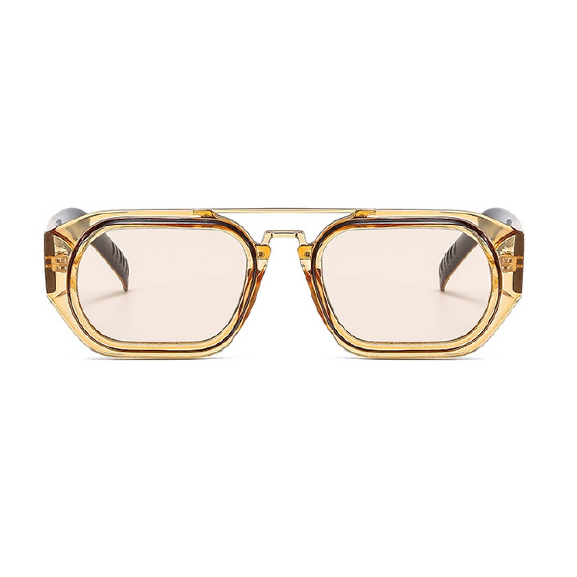 AUGEN By Visions India Retro Vintage Square Abstract Unisex Brown Sunglasses UV400 Protected Medium Size (C5, 118)- Pack of 1