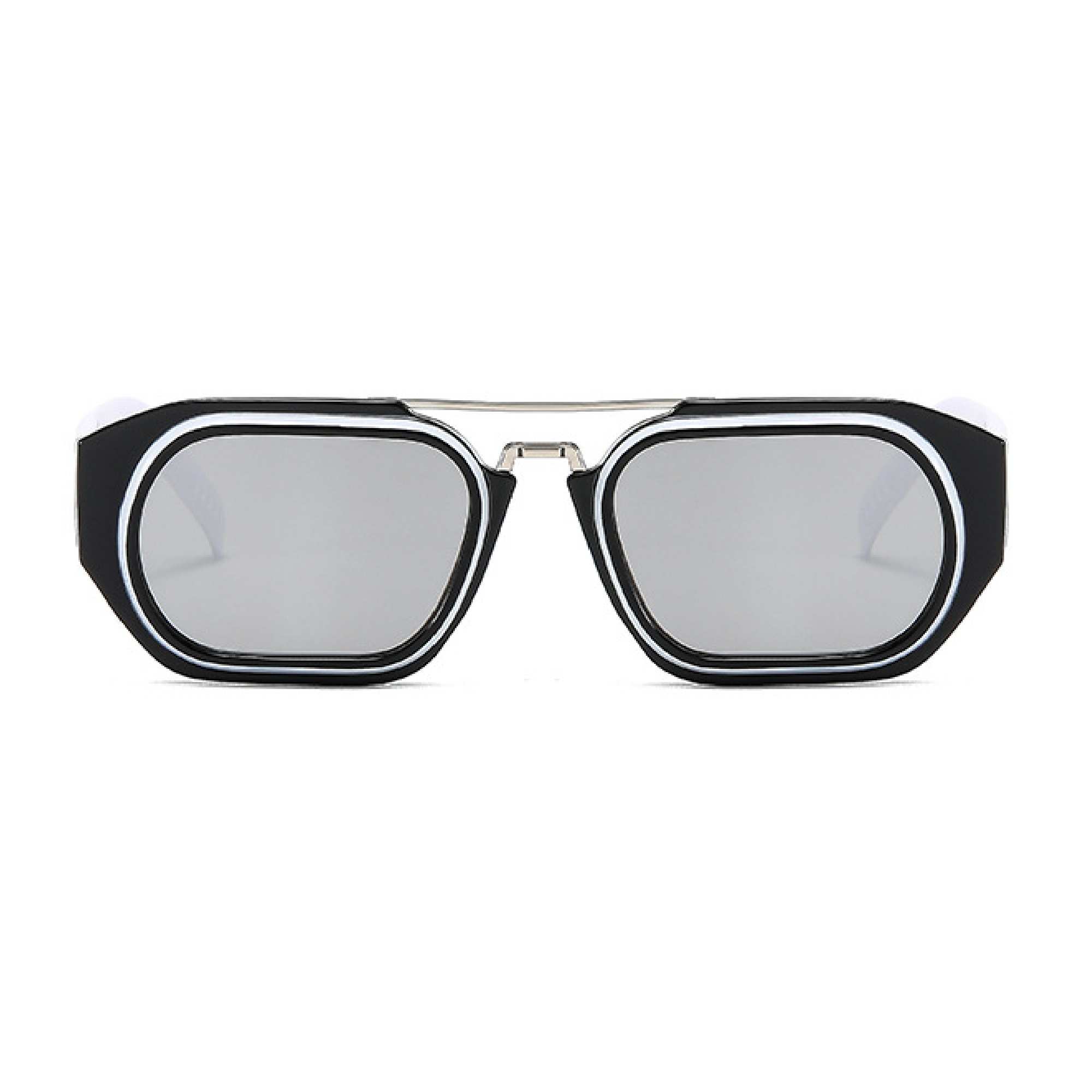 AUGEN By Visions India Retro Vintage Square Abstract Unisex White Sunglasses UV400 Protected Medium Size (C6, 118)- Pack of 1