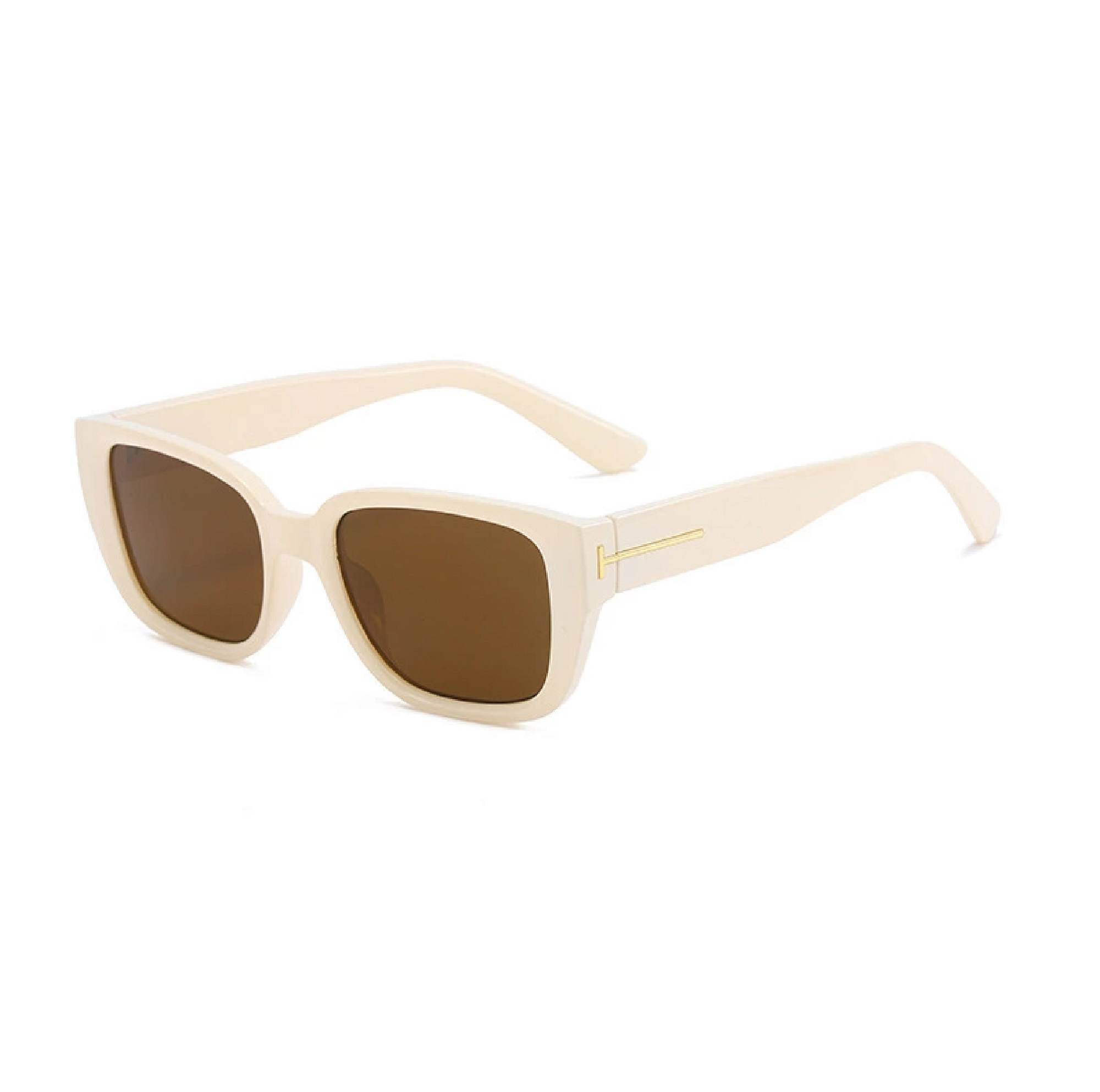 AUGEN By Visions India Retro Vintage Square Abstract Unisex Sunglasses UV400 Protected Medium Size (OffWhite, 119) - Pack of 2