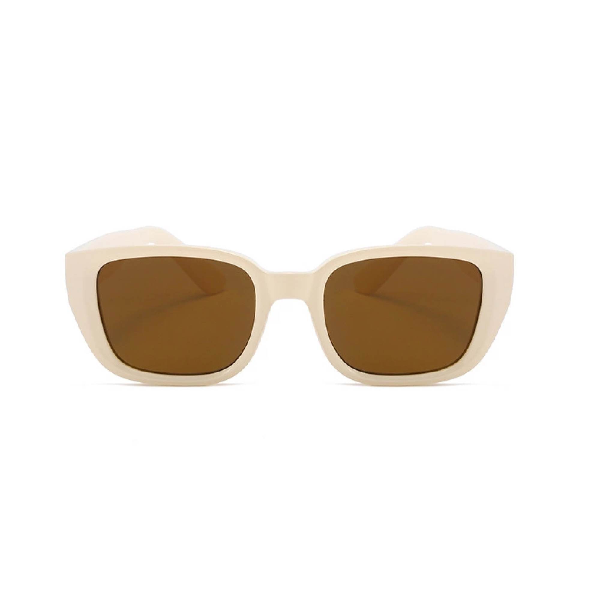 AUGEN By Visions India Retro Vintage Square Abstract Unisex Sunglasses UV400 Protected Medium Size (OffWhite, 119) - Pack of 2