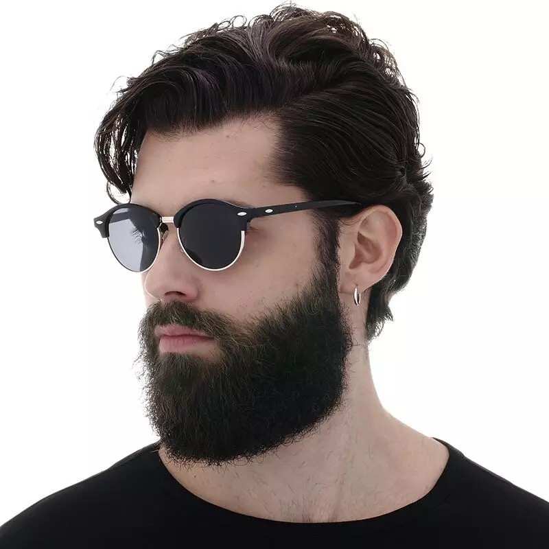 AUGEN By Visions India Retro Vintage Round Abstract Unisex Sunglasses UV400 Protected Medium Size (Black, 122)