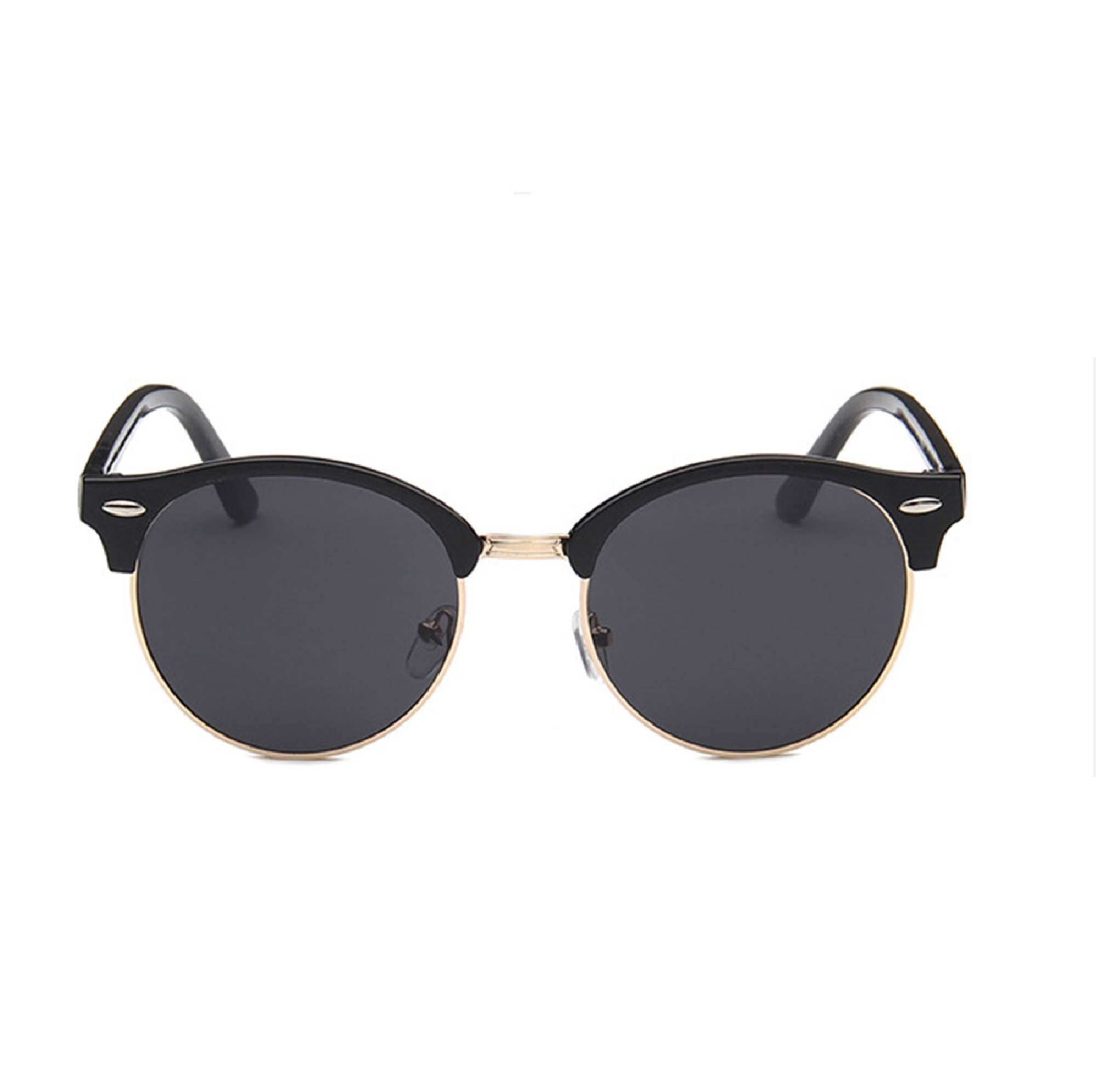 AUGEN By Visions India Retro Vintage Round Abstract Unisex Sunglasses UV400 Protected Medium Size (Black, 122)
