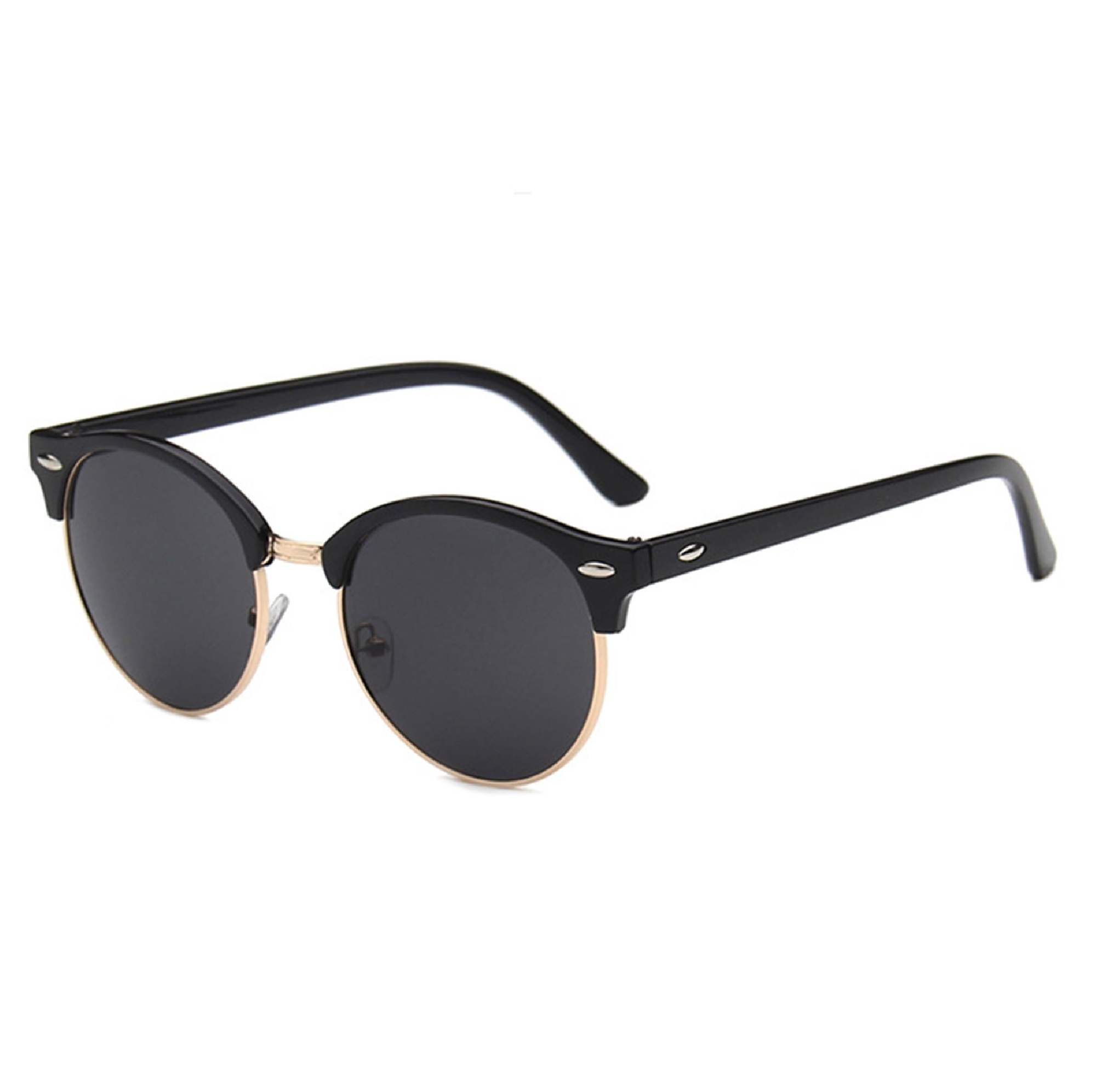 AUGEN By Visions India Retro Vintage Round Abstract Unisex Sunglasses UV400 Protected Medium Size (Black, 122)