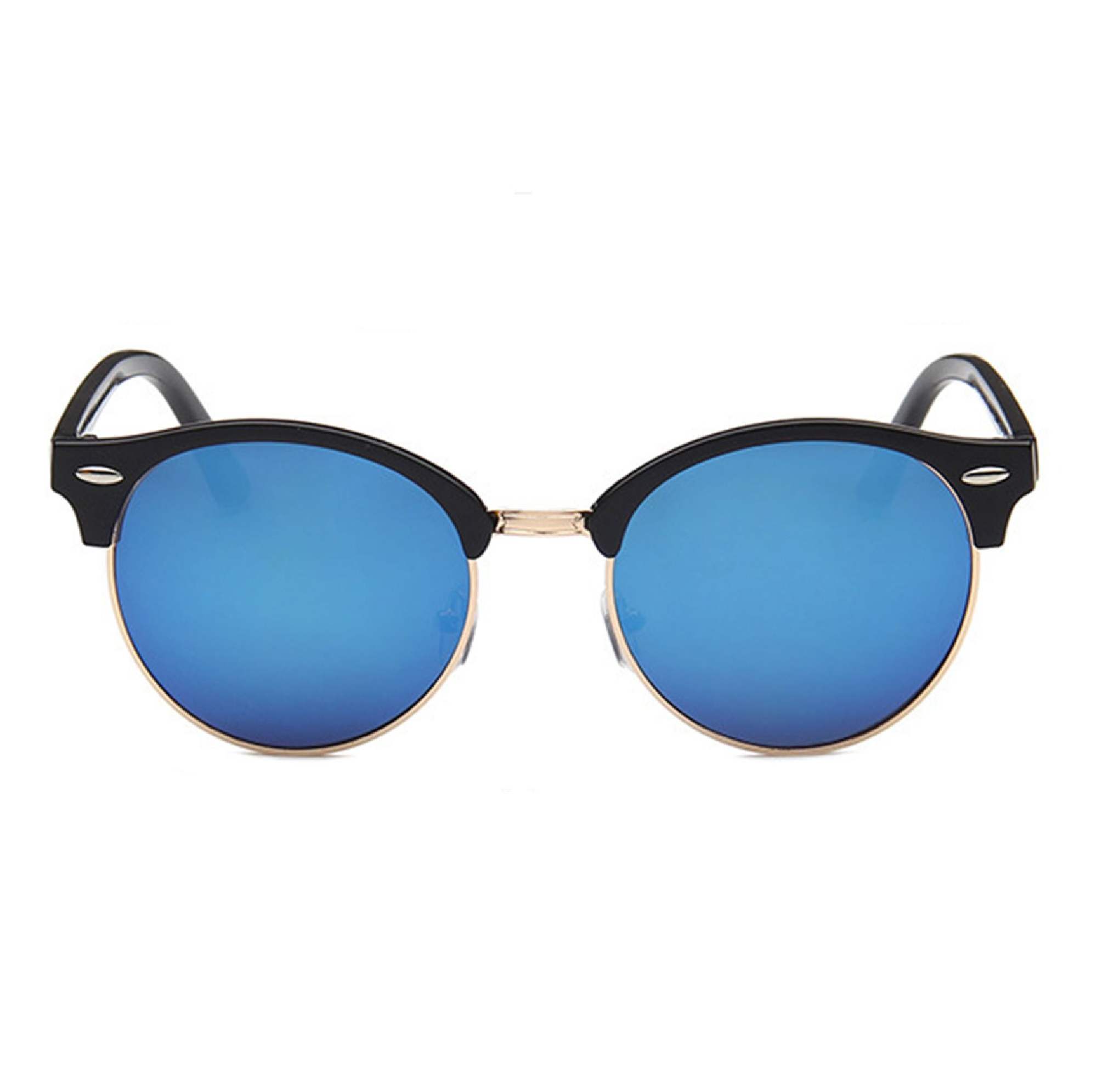 AUGEN By Visions India Retro Vintage Round Abstract Unisex Sunglasses UV400 Protected Medium Size (Blue, 122)