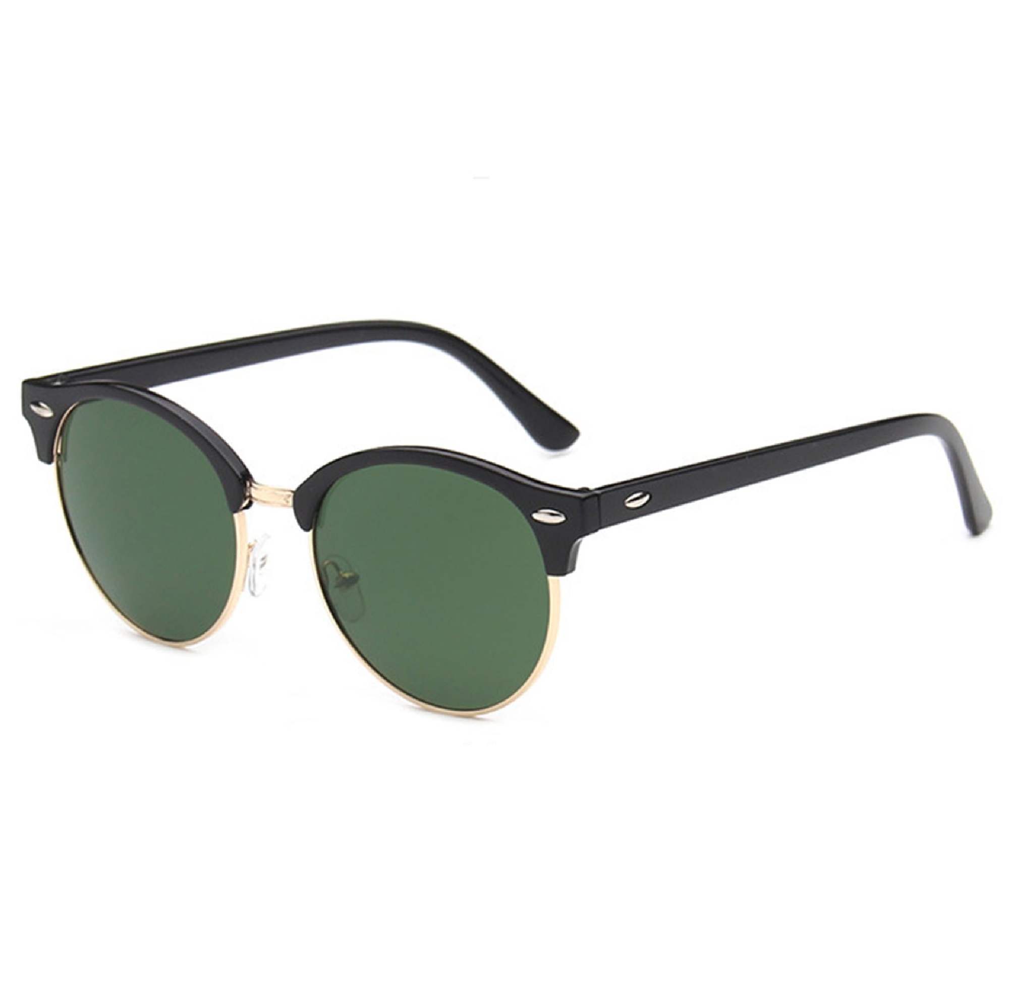 AUGEN By Visions India Retro Vintage Round Abstract Unisex Sunglasses UV400 Protected Medium Size (Green, 122)