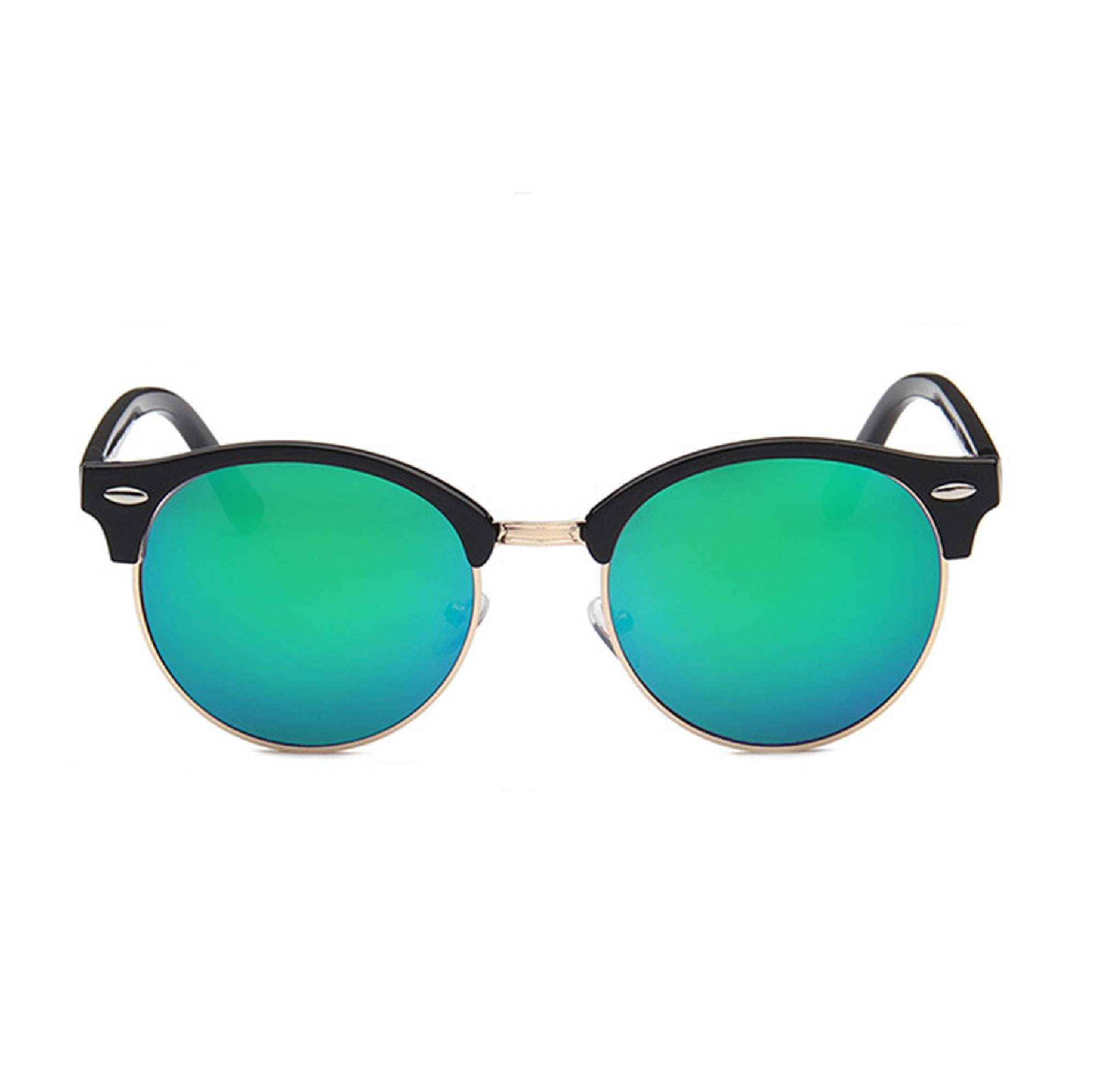 AUGEN By Visions India Retro Vintage Round Abstract Unisex Sunglasses UV400 Protected Medium Size (Green2, 122)