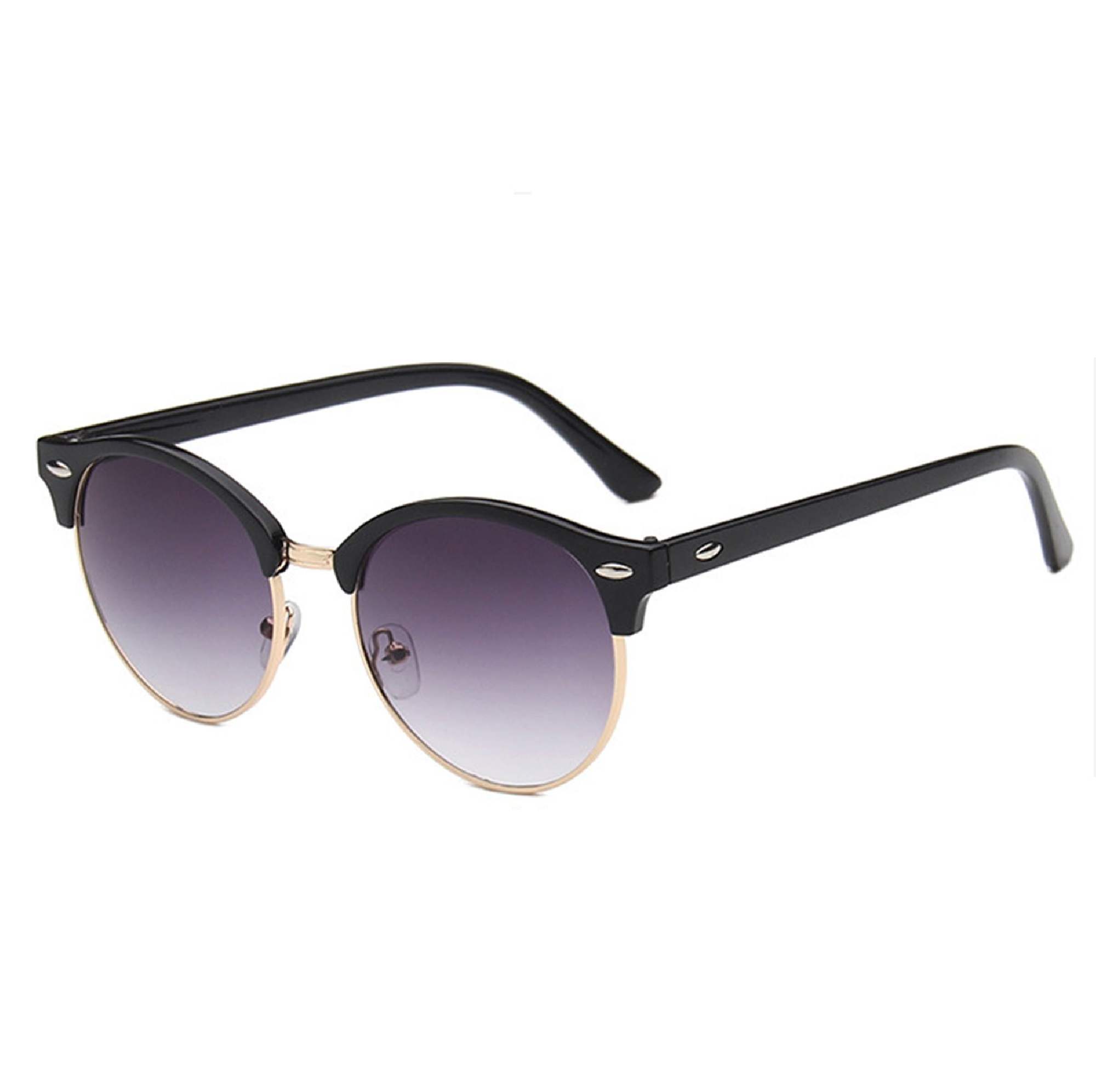 AUGEN By Visions India Retro Vintage Round Abstract Unisex Sunglasses UV400 Protected Medium Size (Grey, 122)
