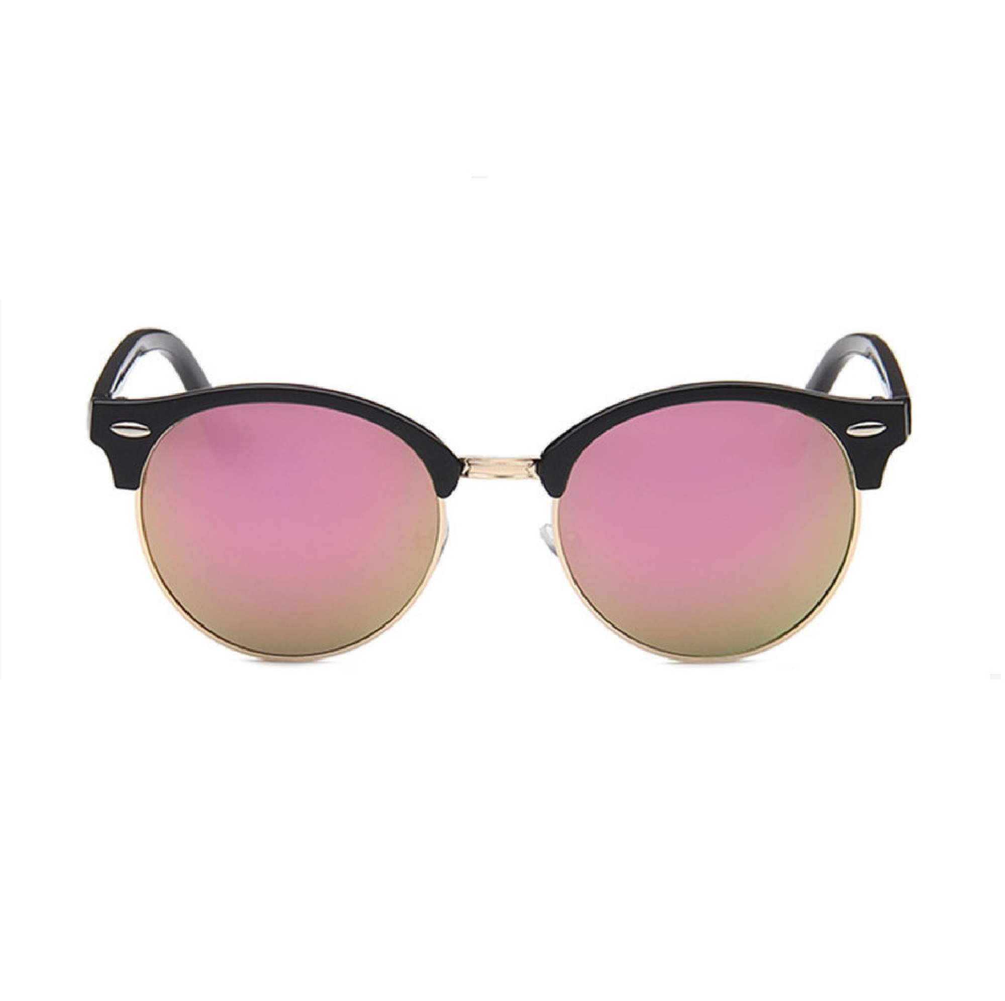 AUGEN By Visions India Retro Vintage Round Abstract Unisex Sunglasses UV400 Protected Medium Size (Pink, 122)