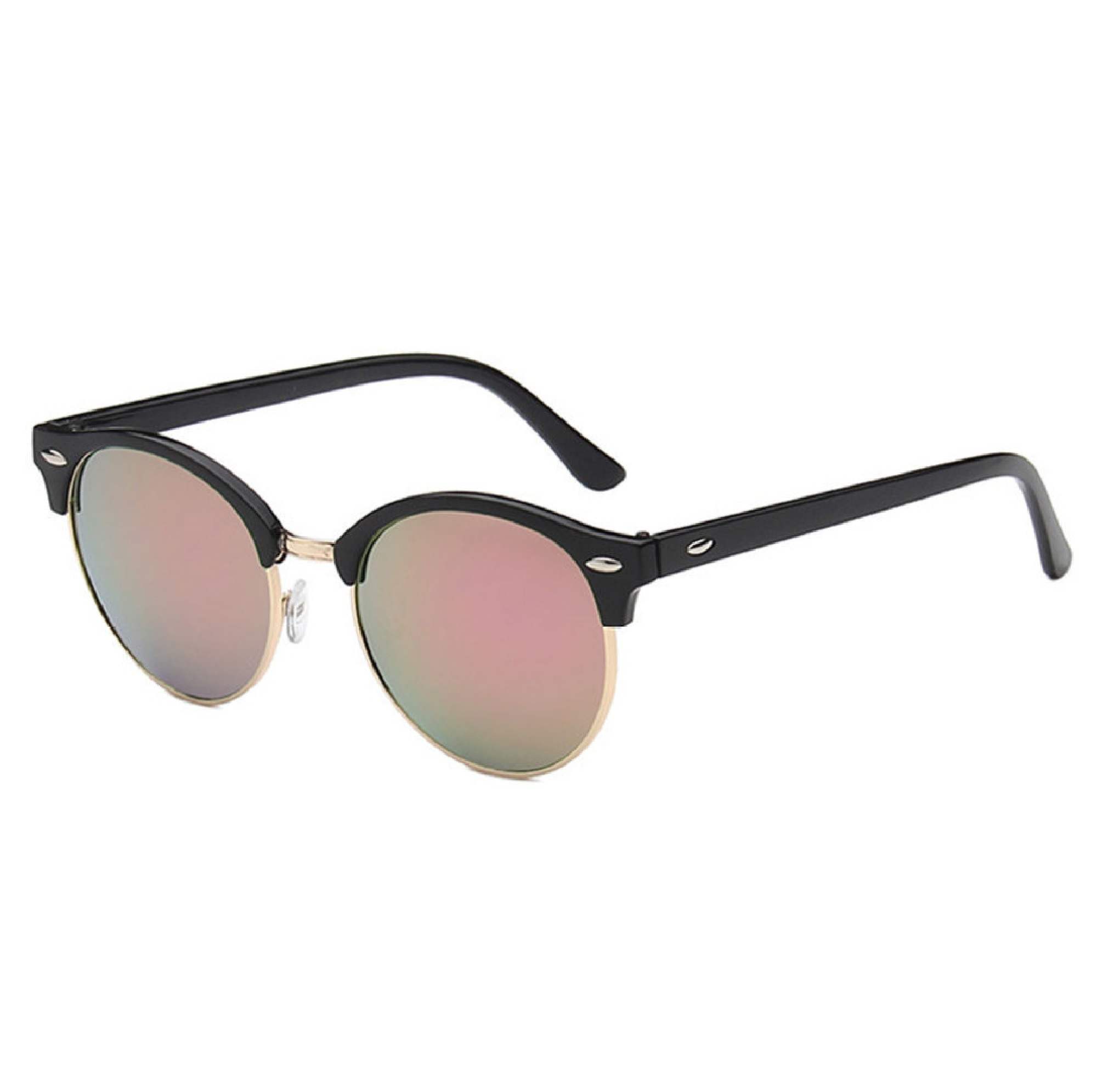 AUGEN By Visions India Retro Vintage Round Abstract Unisex Sunglasses UV400 Protected Medium Size (Pink, 122)
