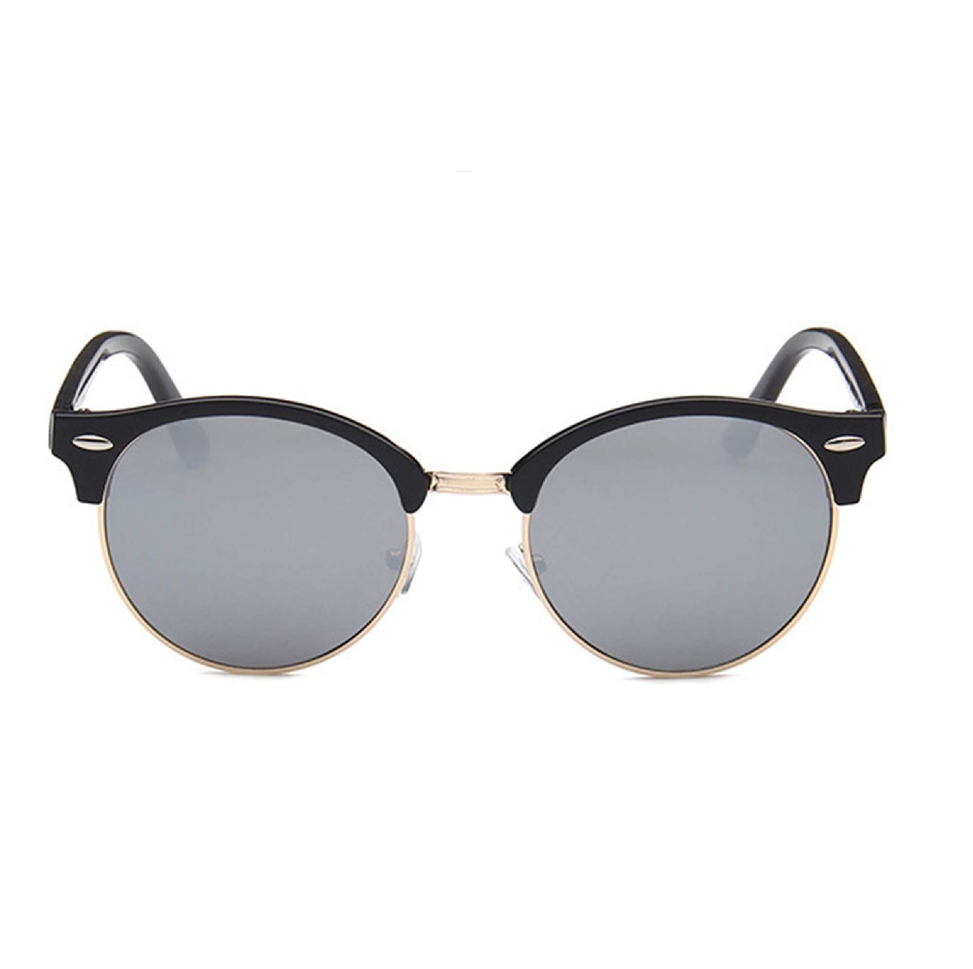 AUGEN By Visions India Retro Vintage Round Abstract Unisex Sunglasses UV400 Protected Medium Size (Silver, 122)