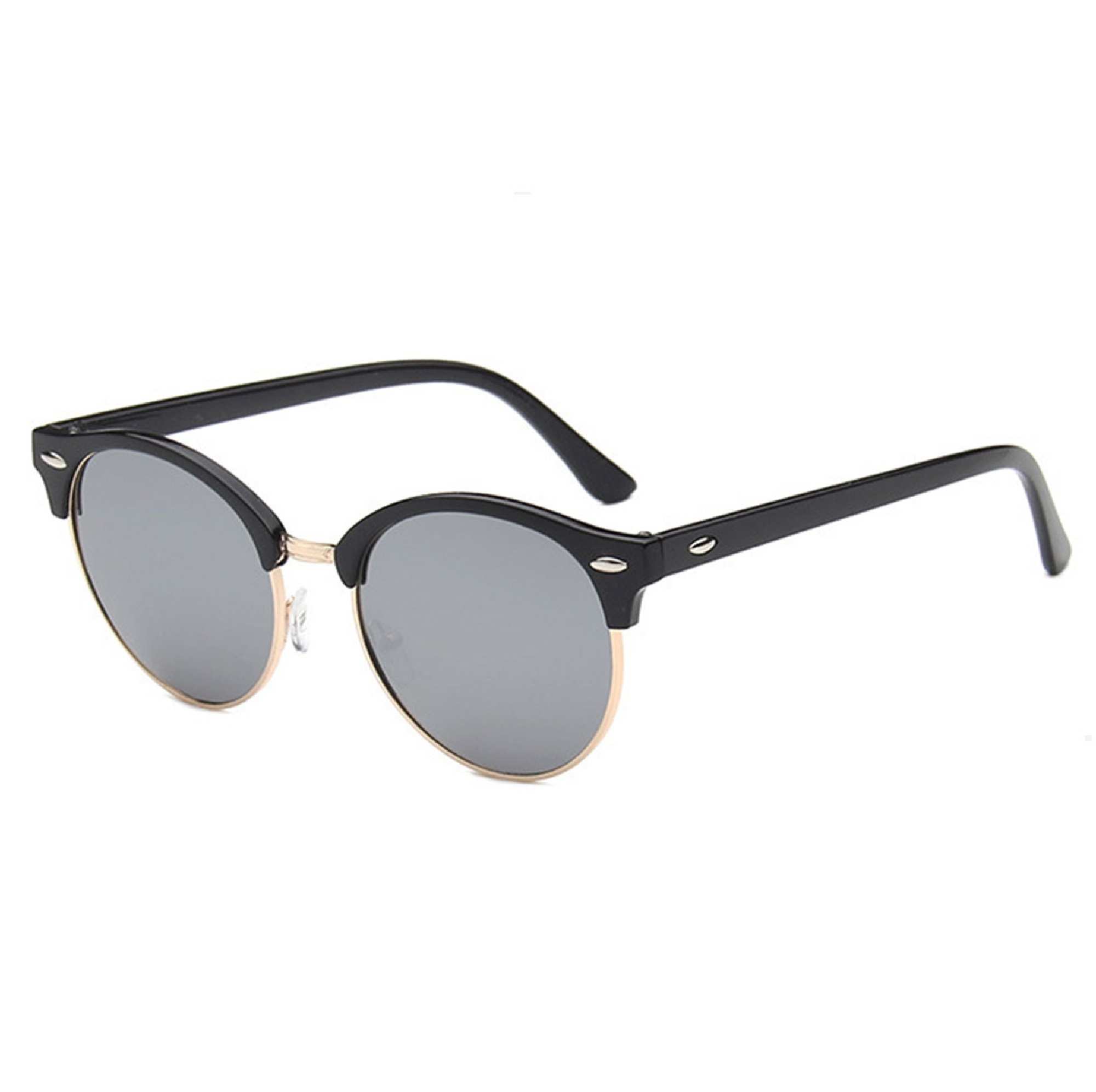 AUGEN By Visions India Retro Vintage Round Abstract Unisex Sunglasses UV400 Protected Medium Size (Silver, 122)