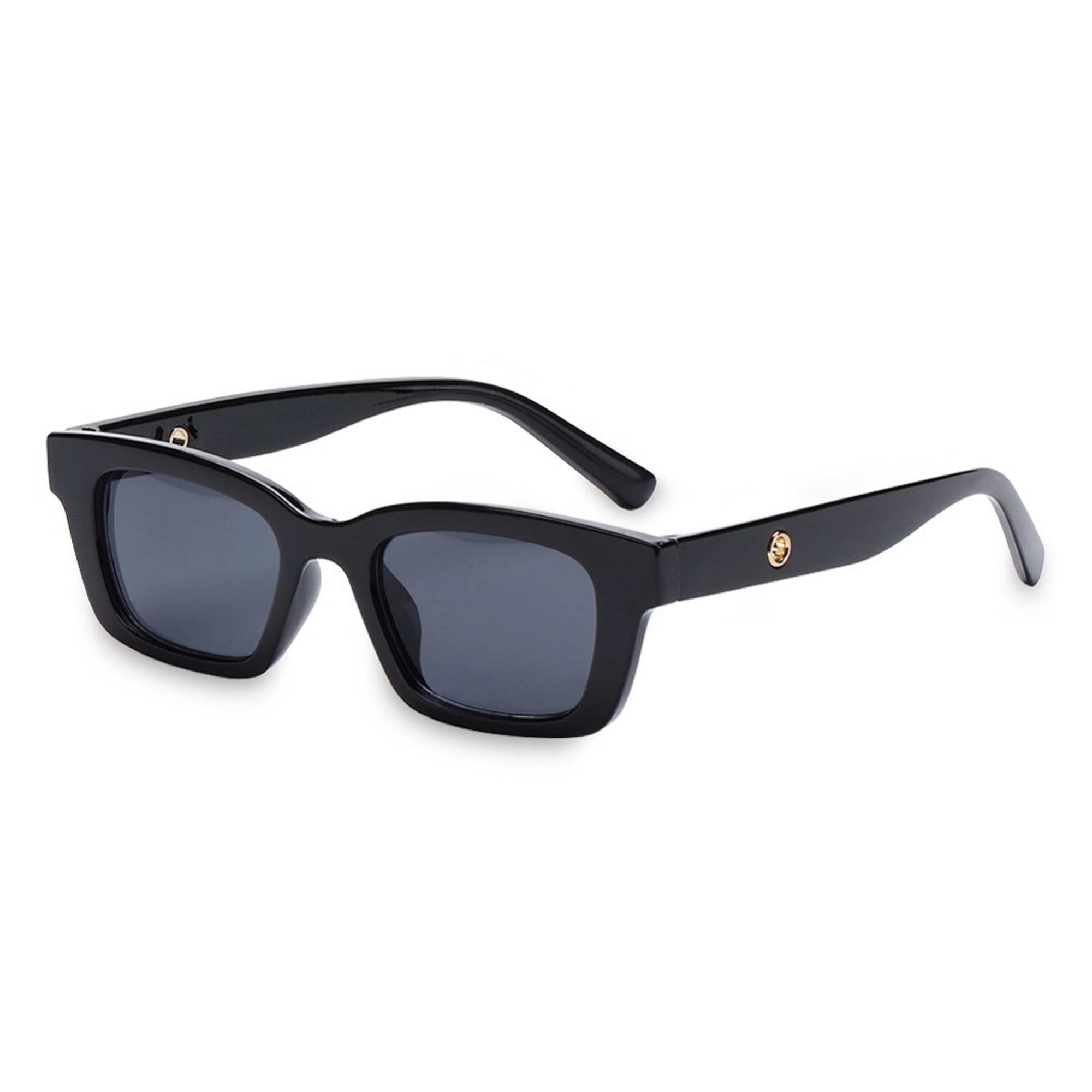 AUGEN By Visions India Retro Vintage Narrow Rectangular Abstract Unisex Sunglasses UV400 Protected Medium Size (Black, 125) - Pack of 1