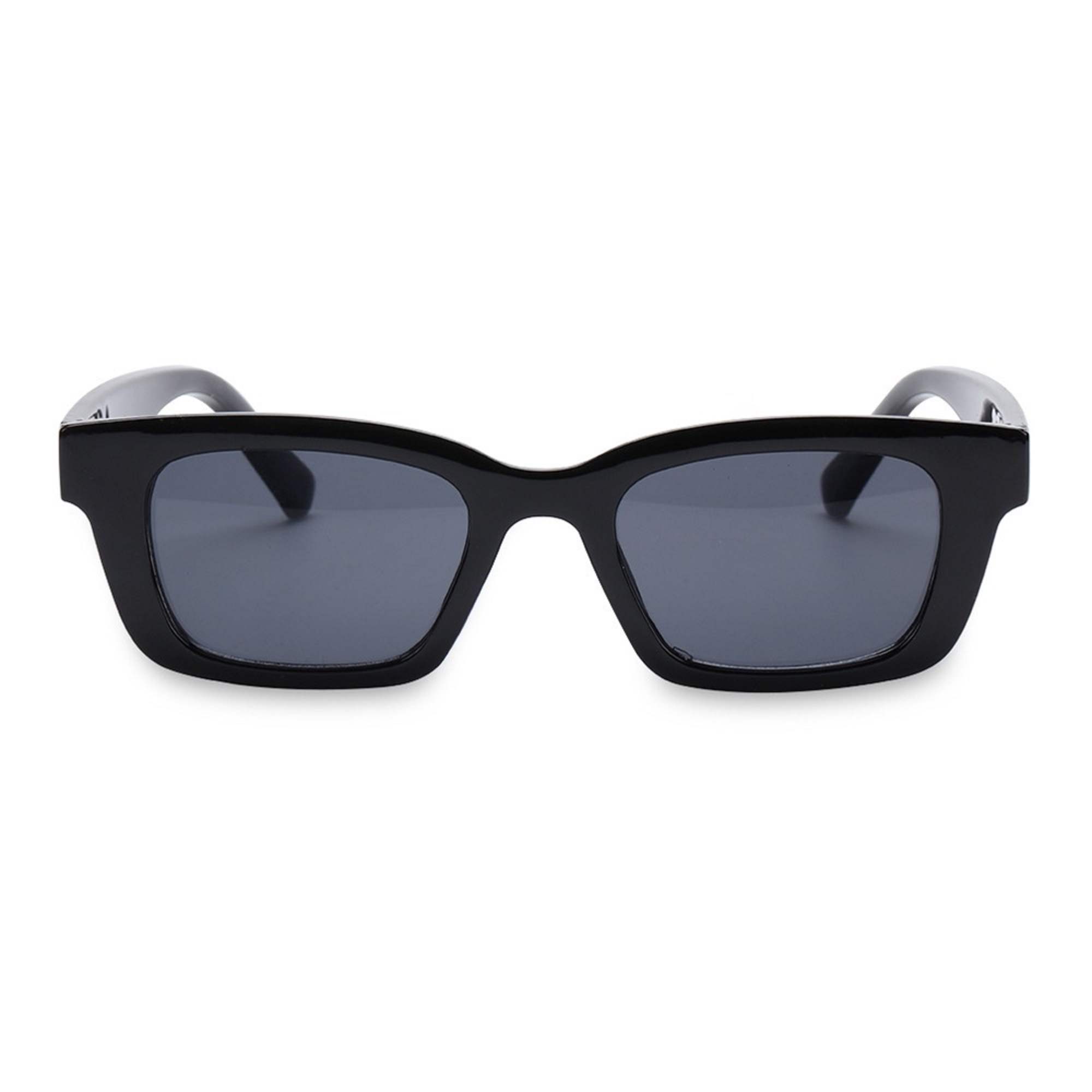 AUGEN By Visions India Retro Vintage Narrow Rectangular Abstract Unisex Sunglasses UV400 Protected Medium Size (Black, 125) - Pack of 1
