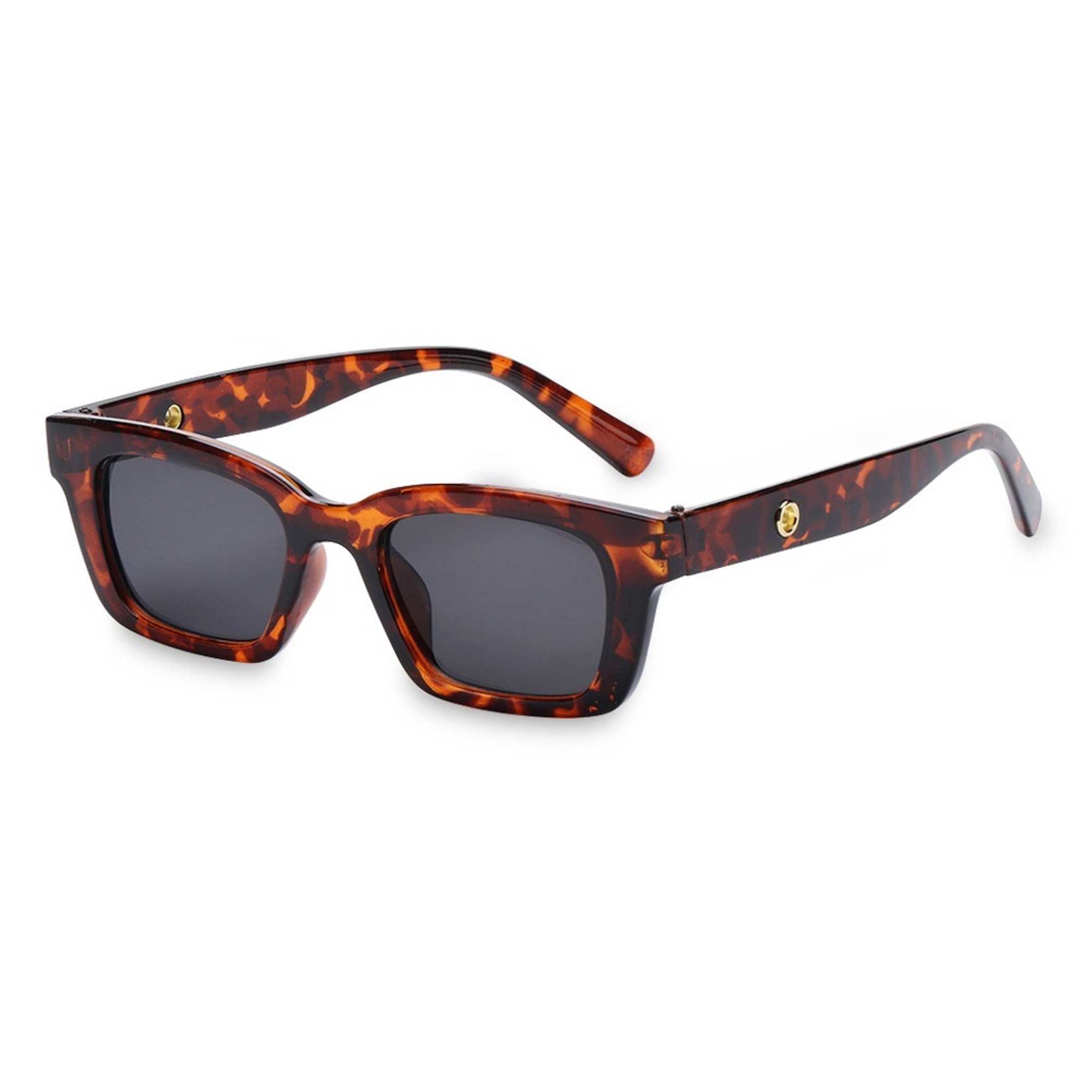 AUGEN By Visions India Retro Vintage Narrow Rectangular Abstract Unisex Sunglasses UV400 Protected Medium Size (DaBrown, 125) - Pack of 1