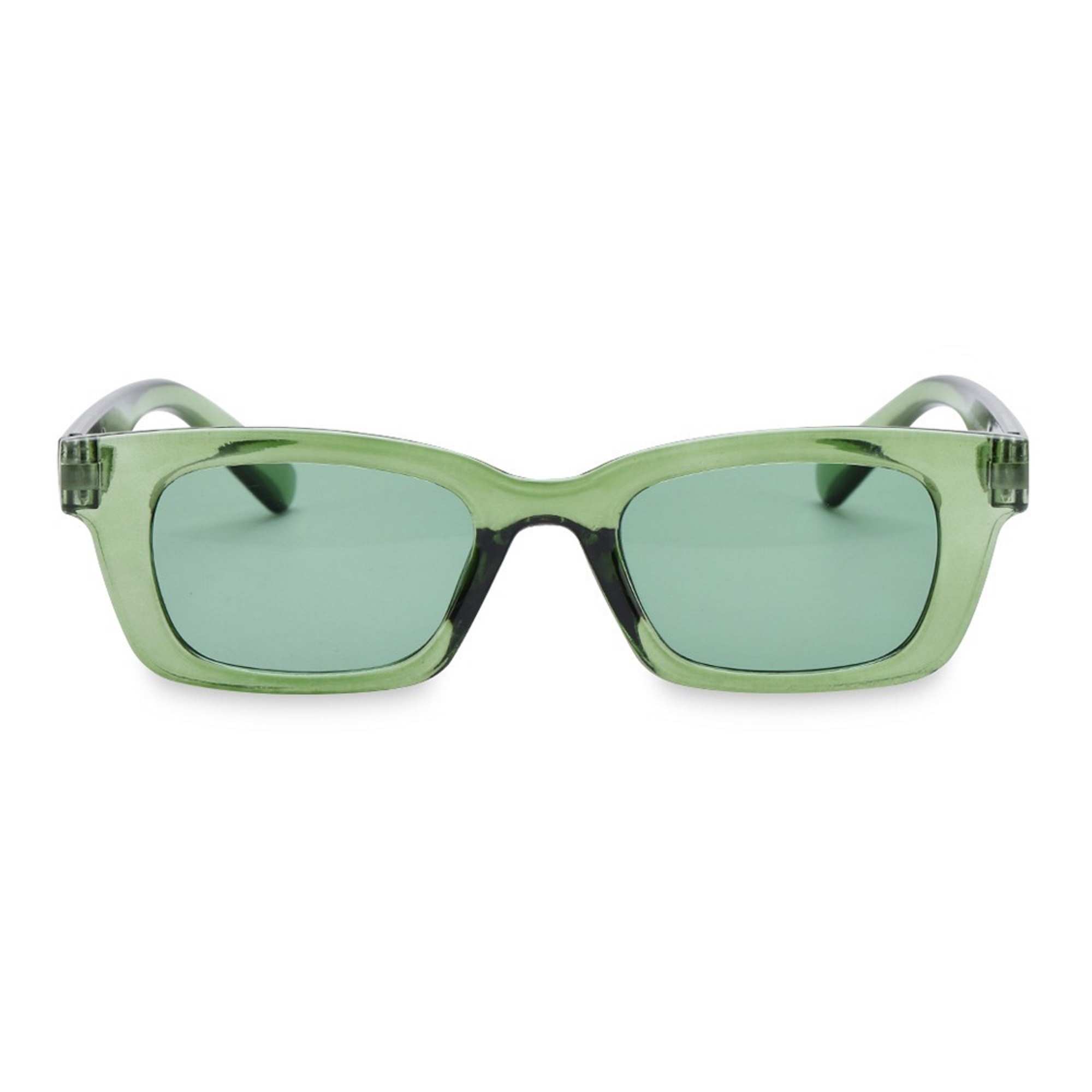 AUGEN By Visions India Retro Vintage Narrow Rectangular Abstract Unisex Sunglasses UV400 Protected Medium Size (Green, 125) - Pack of 1
