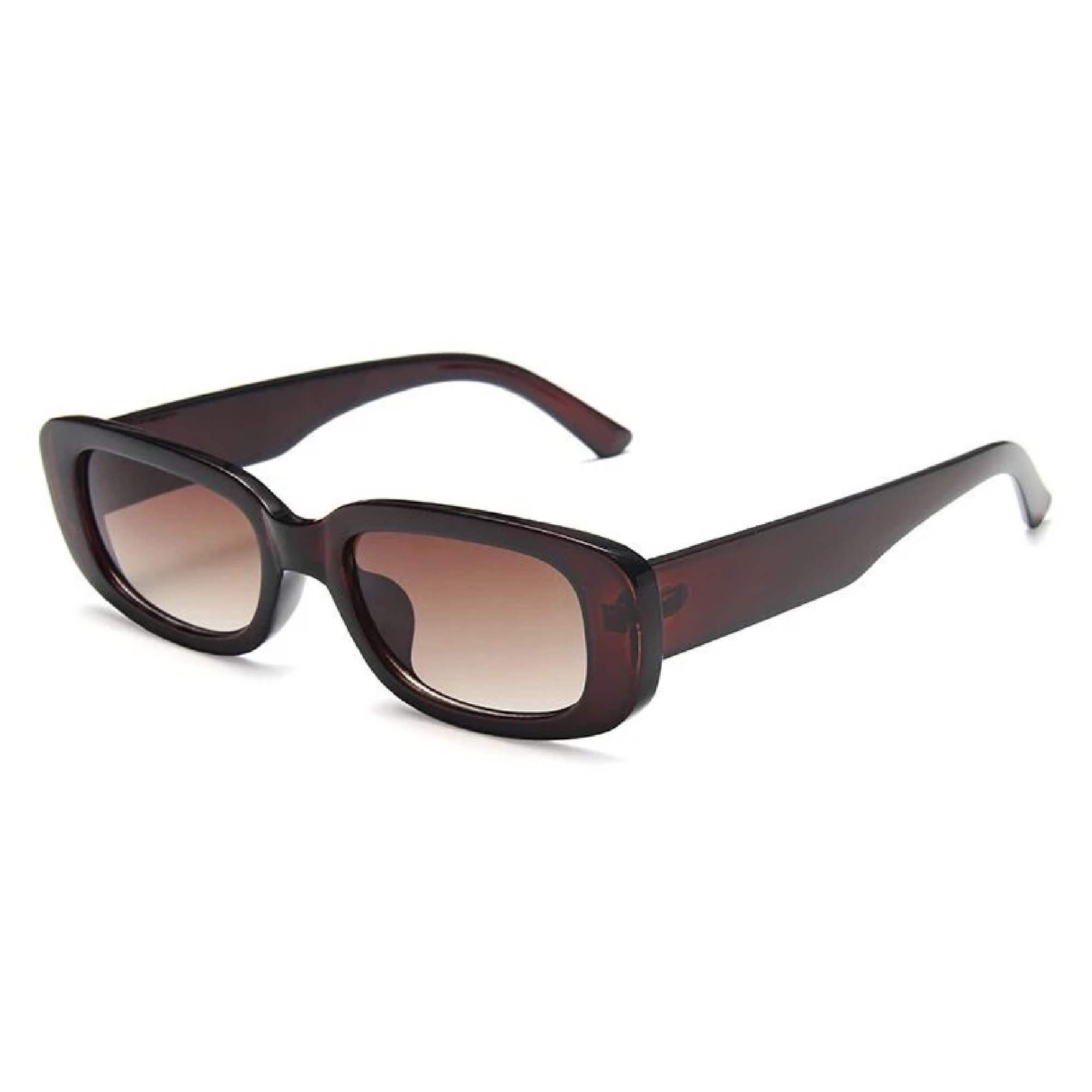 AUGEN Unisex Rectangular Sunglasses Brown Frame Brown Lens ( Medium )