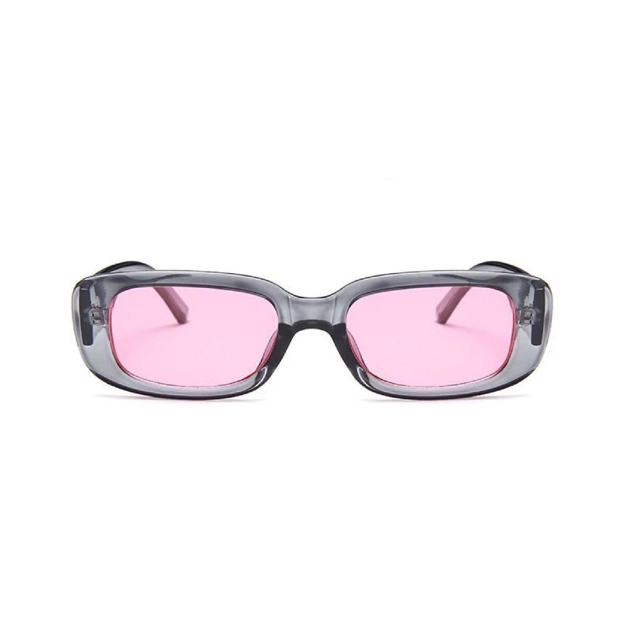 AUGEN Unisex Rectangular Sunglasses Grey Frame Pink Lens (Medium) - Pack of 1