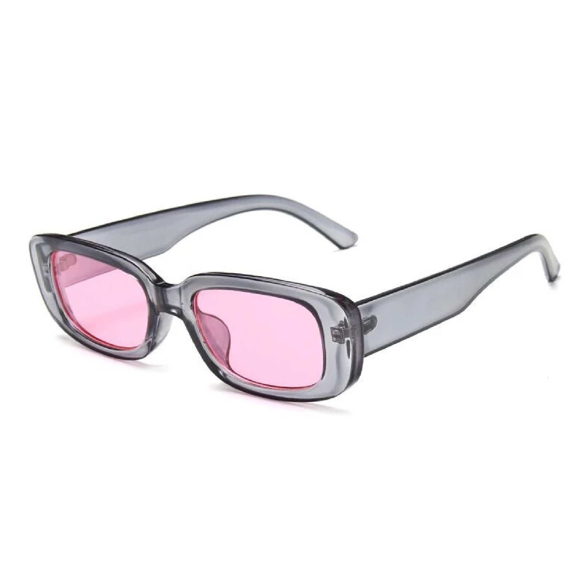 AUGEN Unisex Rectangular Sunglasses Grey Frame Pink Lens (Medium) - Pack of 1